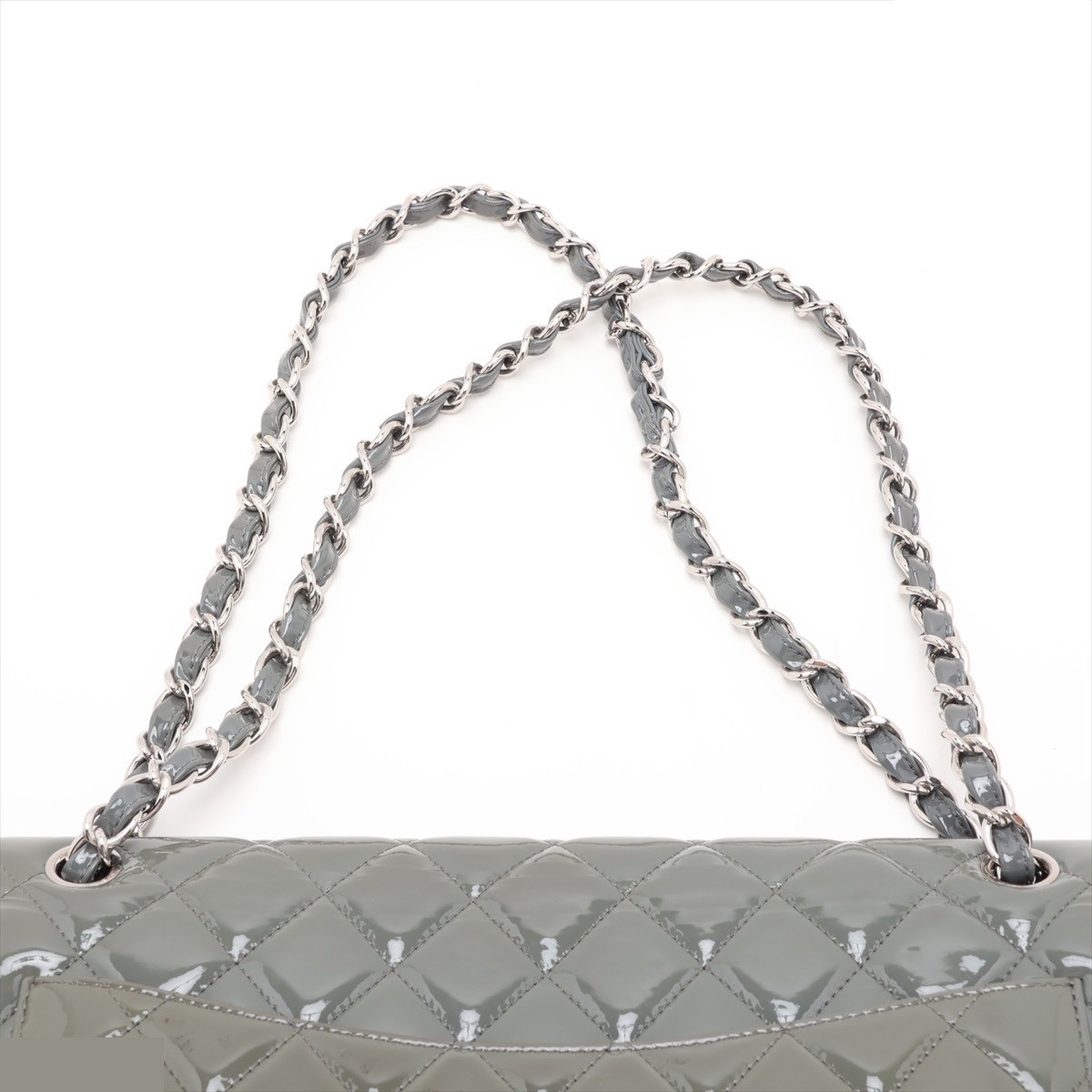 Large Matelassé 30, Patent Leather, Single Flap, Double Chain — view 6
