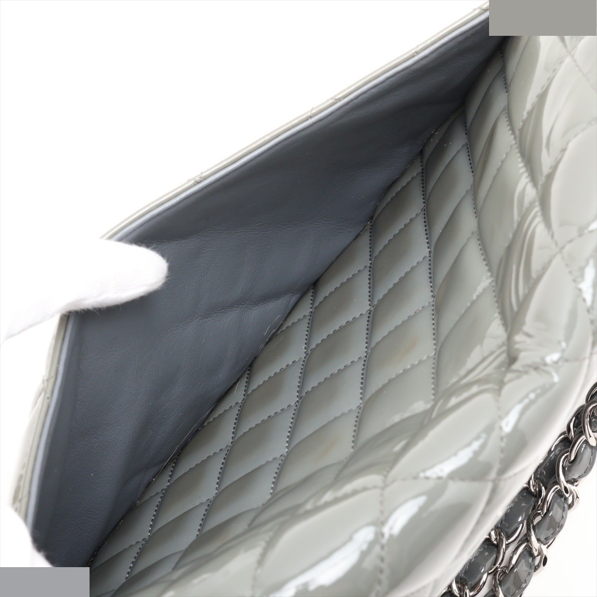 Large Matelassé 30, Patent Leather, Single Flap, Double Chain — view 8