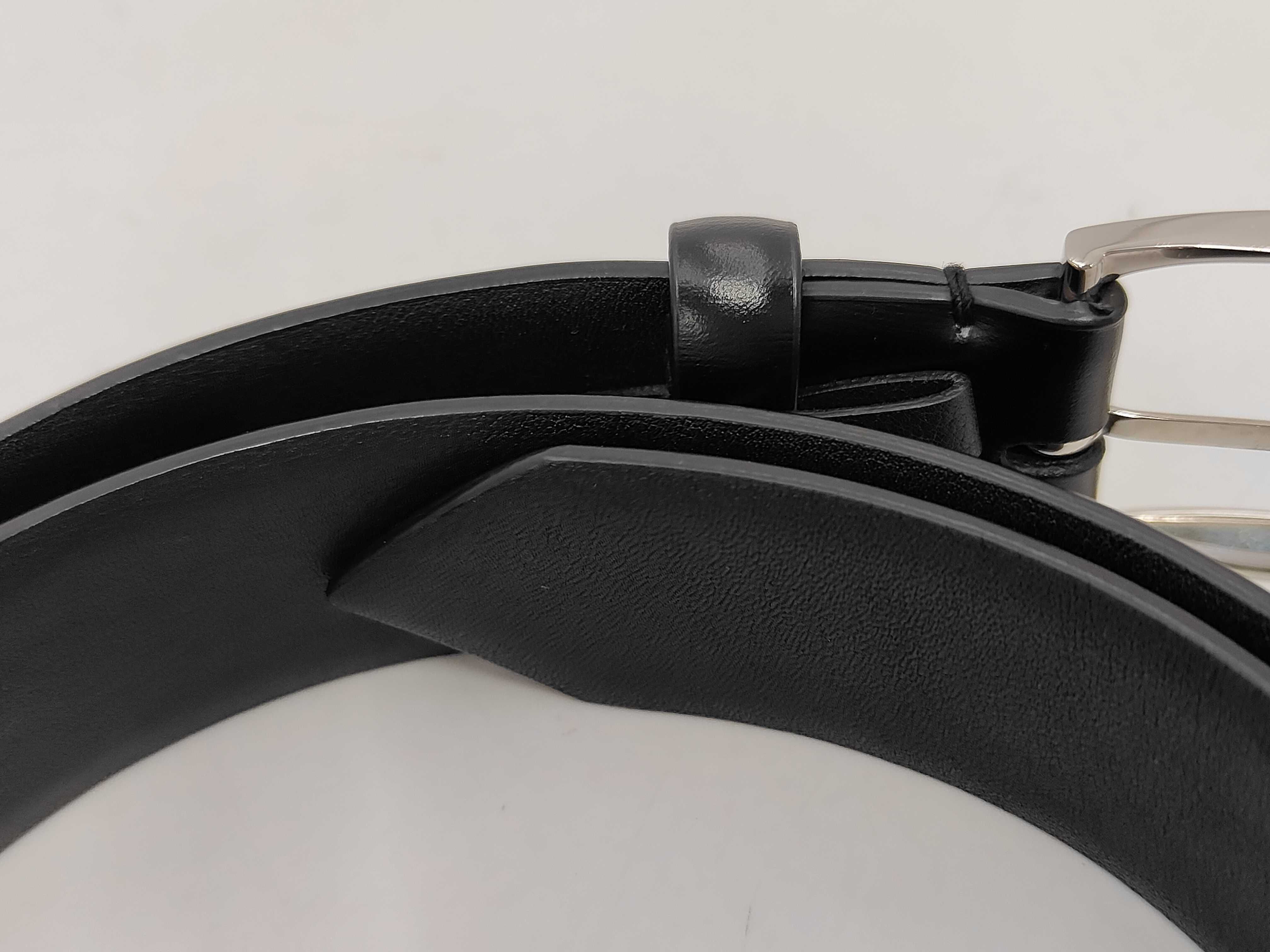 Belt Calf Leather Noir Square Buckle Logo Belt — view 5