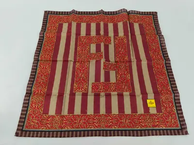 handkerchief scarf with sticker, FF Zucca, Baroque style stripe, red, other accessories.