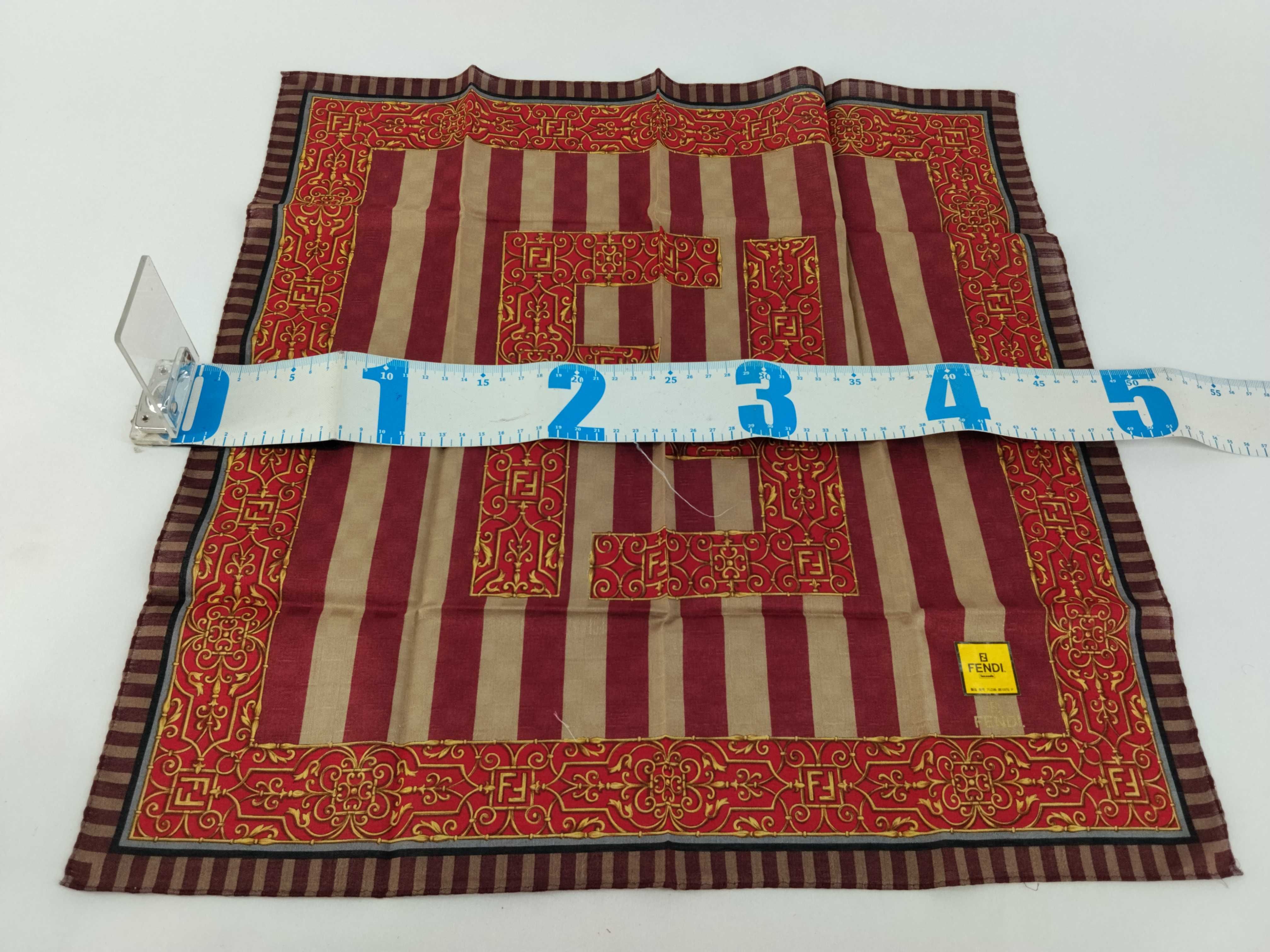 handkerchief scarf with sticker, FF Zucca, Baroque style stripe, red, other accessories. — view 2