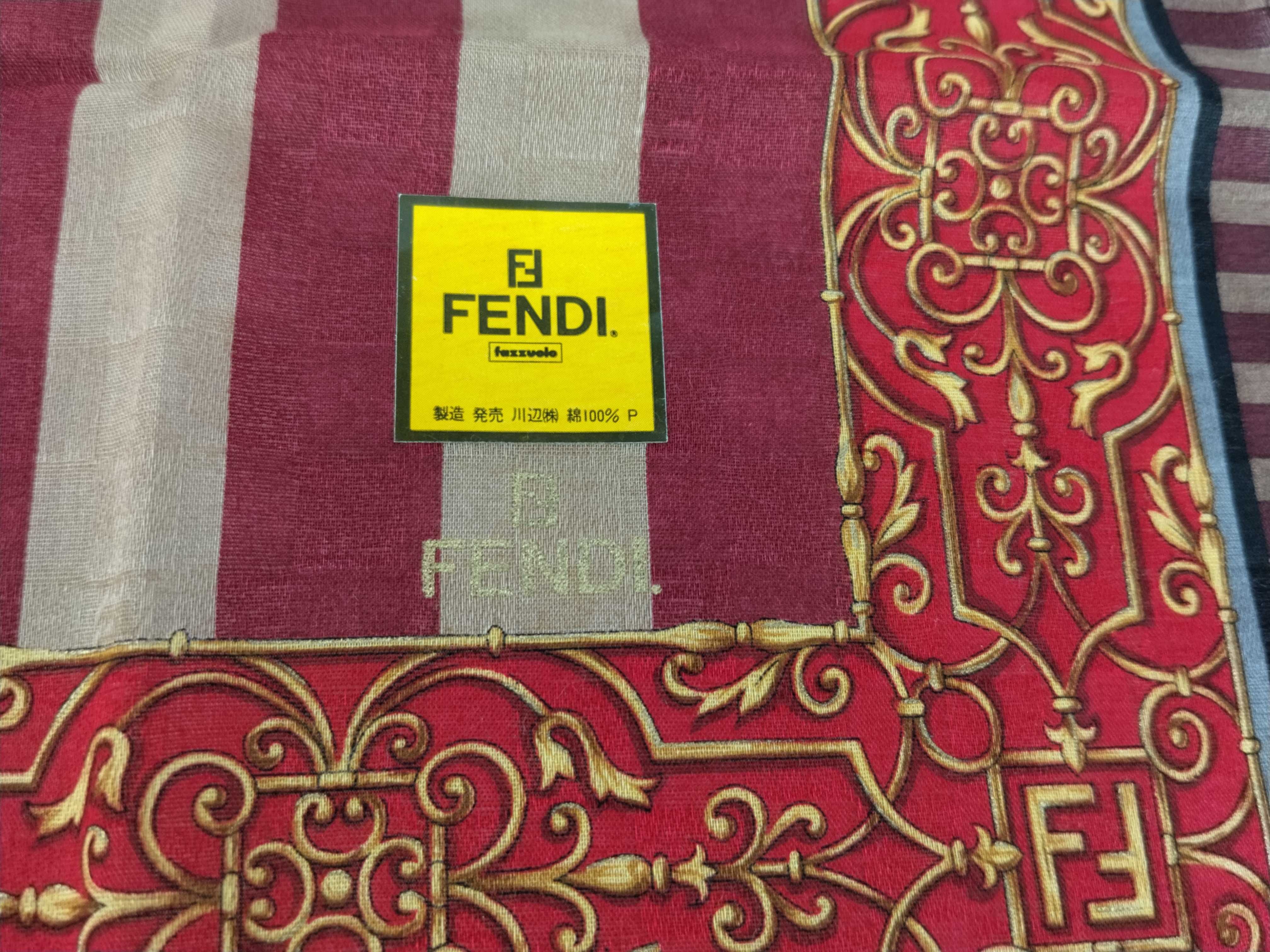 handkerchief scarf with sticker, FF Zucca, Baroque style stripe, red, other accessories. — view 3