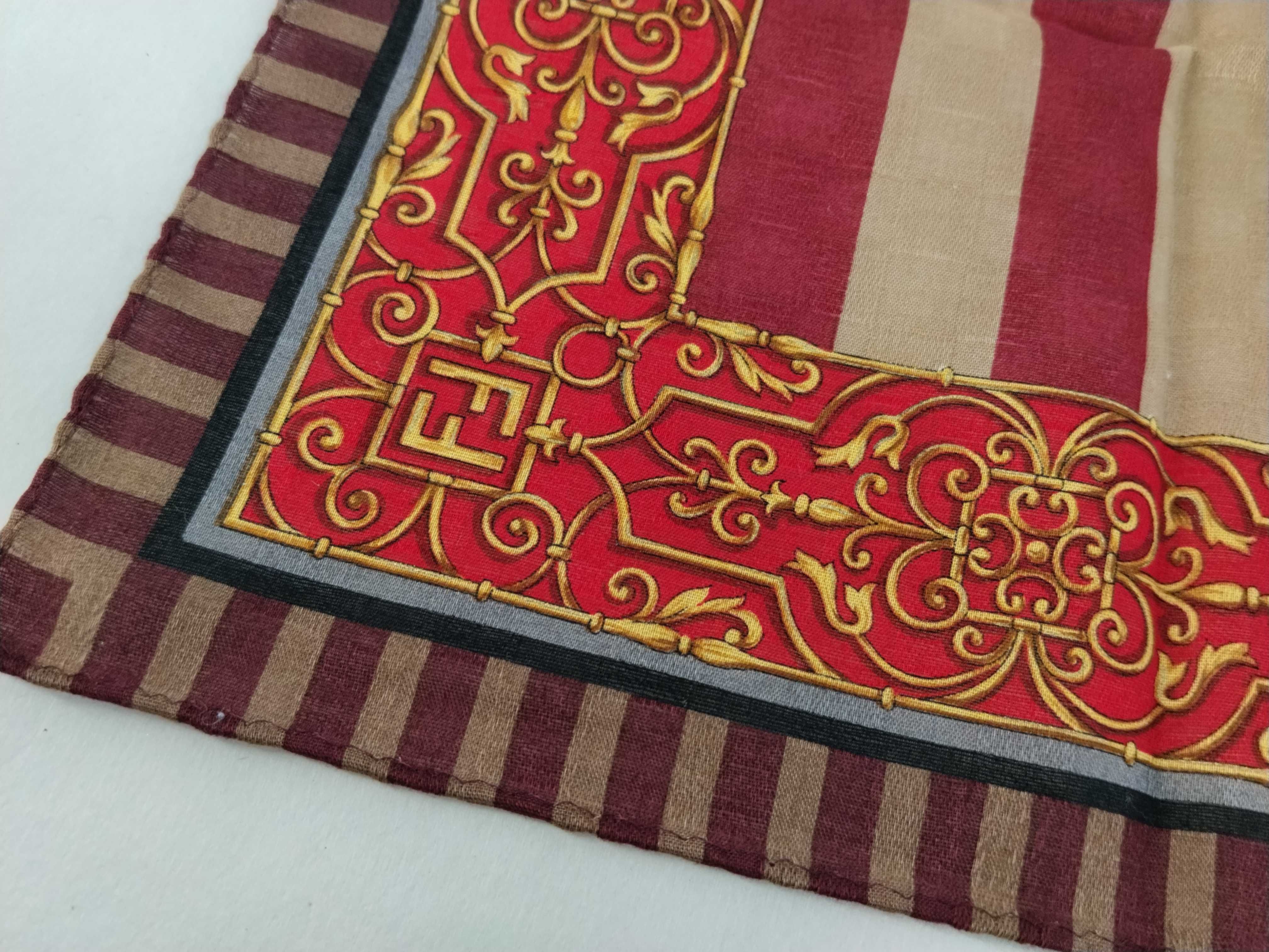 handkerchief scarf with sticker, FF Zucca, Baroque style stripe, red, other accessories. — view 4