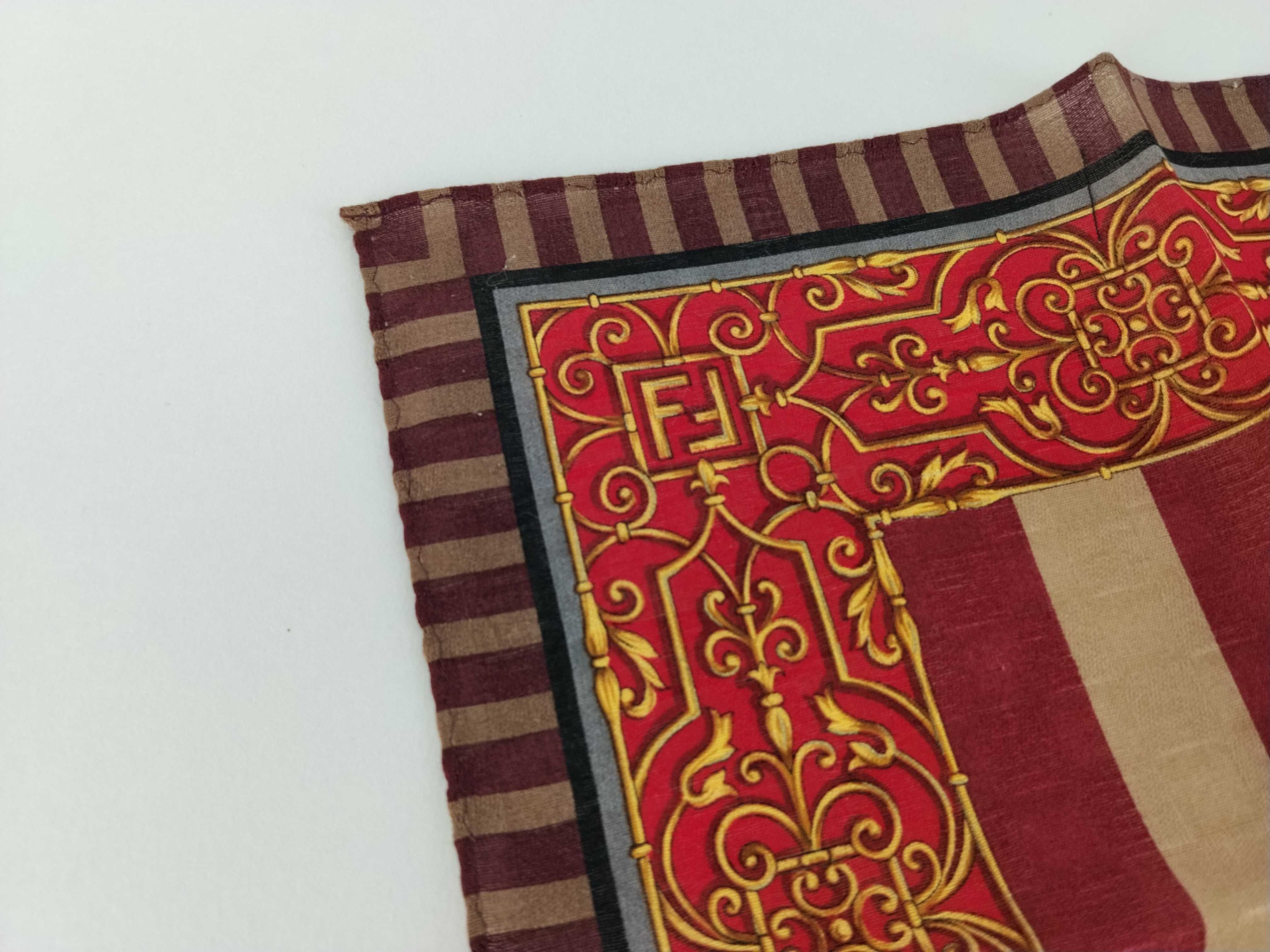 handkerchief scarf with sticker, FF Zucca, Baroque style stripe, red, other accessories. — view 8