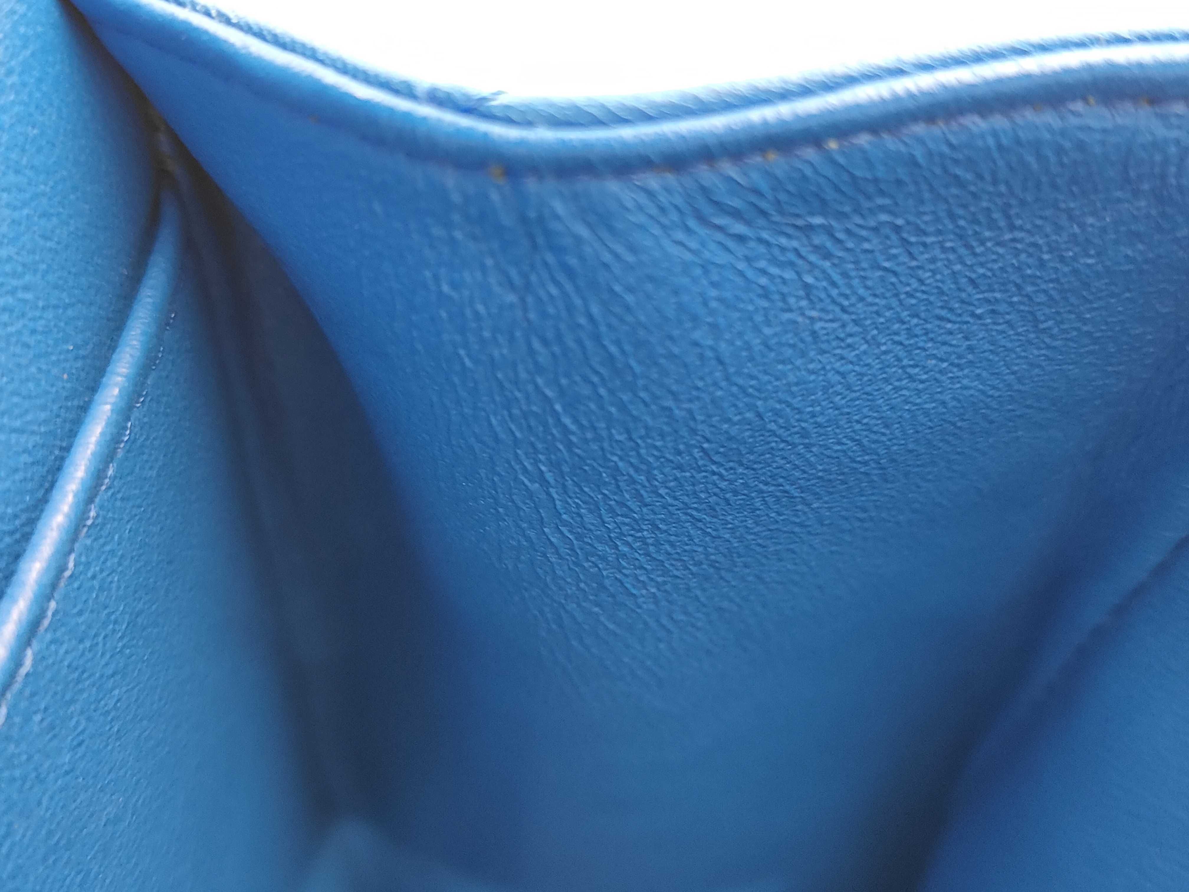 Matelassé 30 Double Flap Chain Shoulder Bag, Lambskin, Blue — view 13