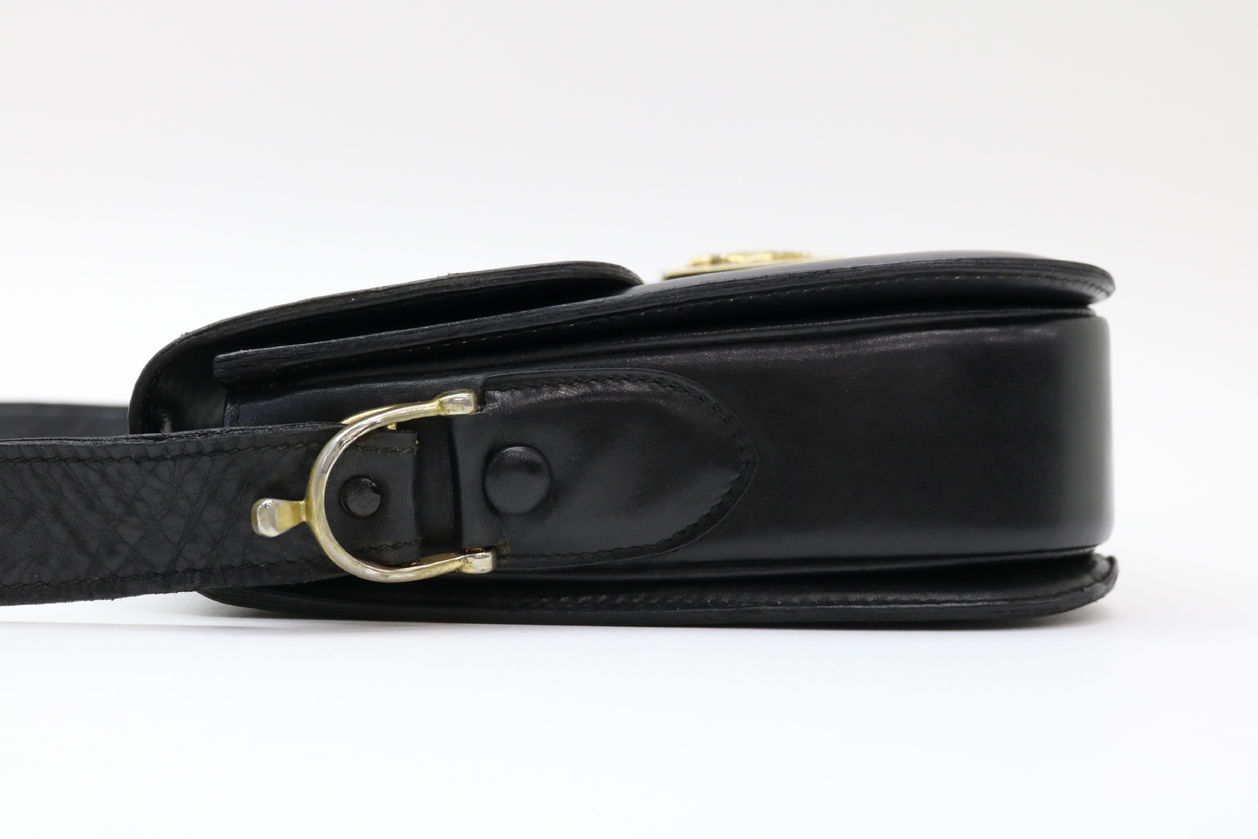 leather shoulder bag with carriage hardware — view 3