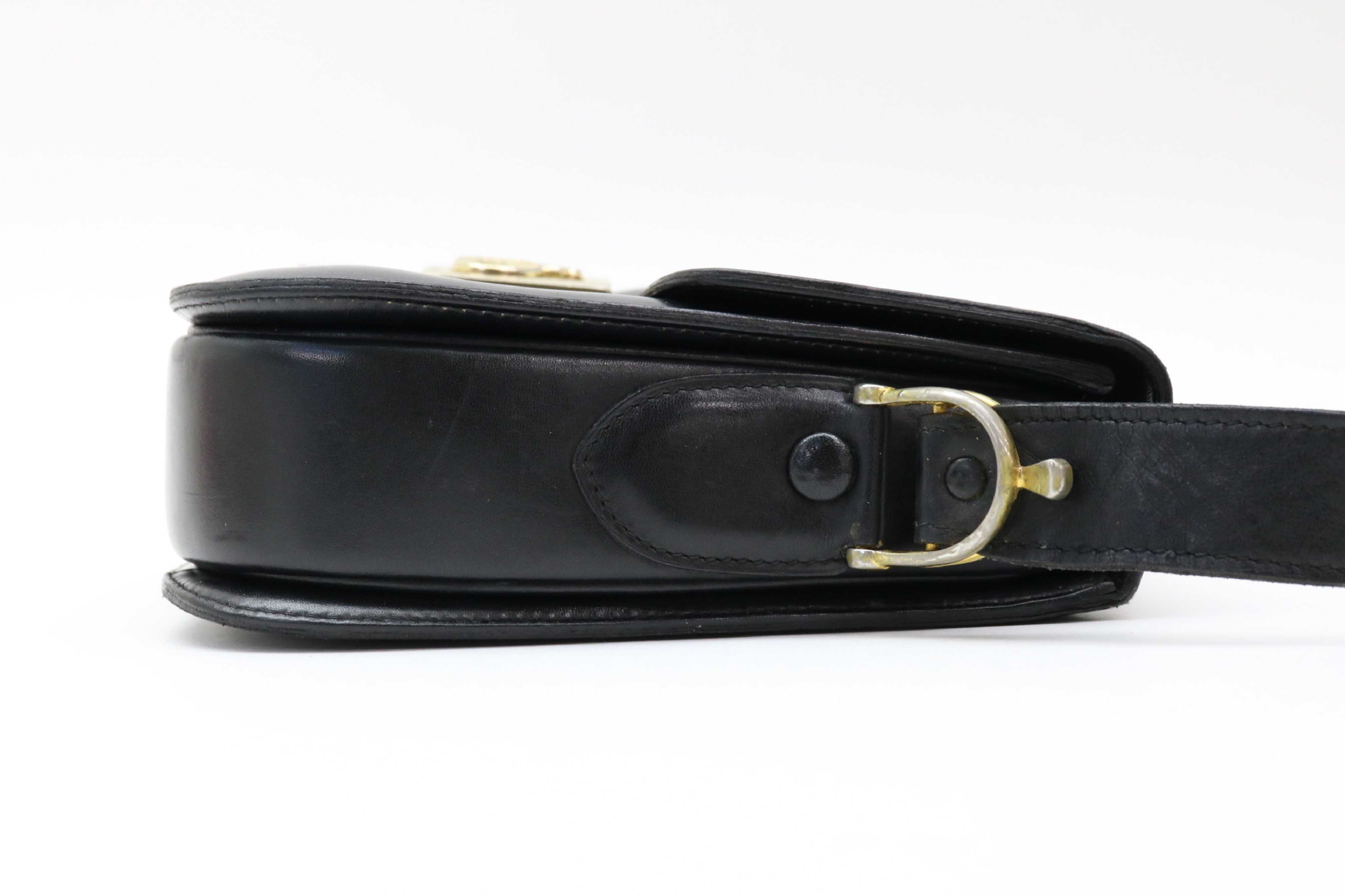 leather shoulder bag with carriage hardware — view 4