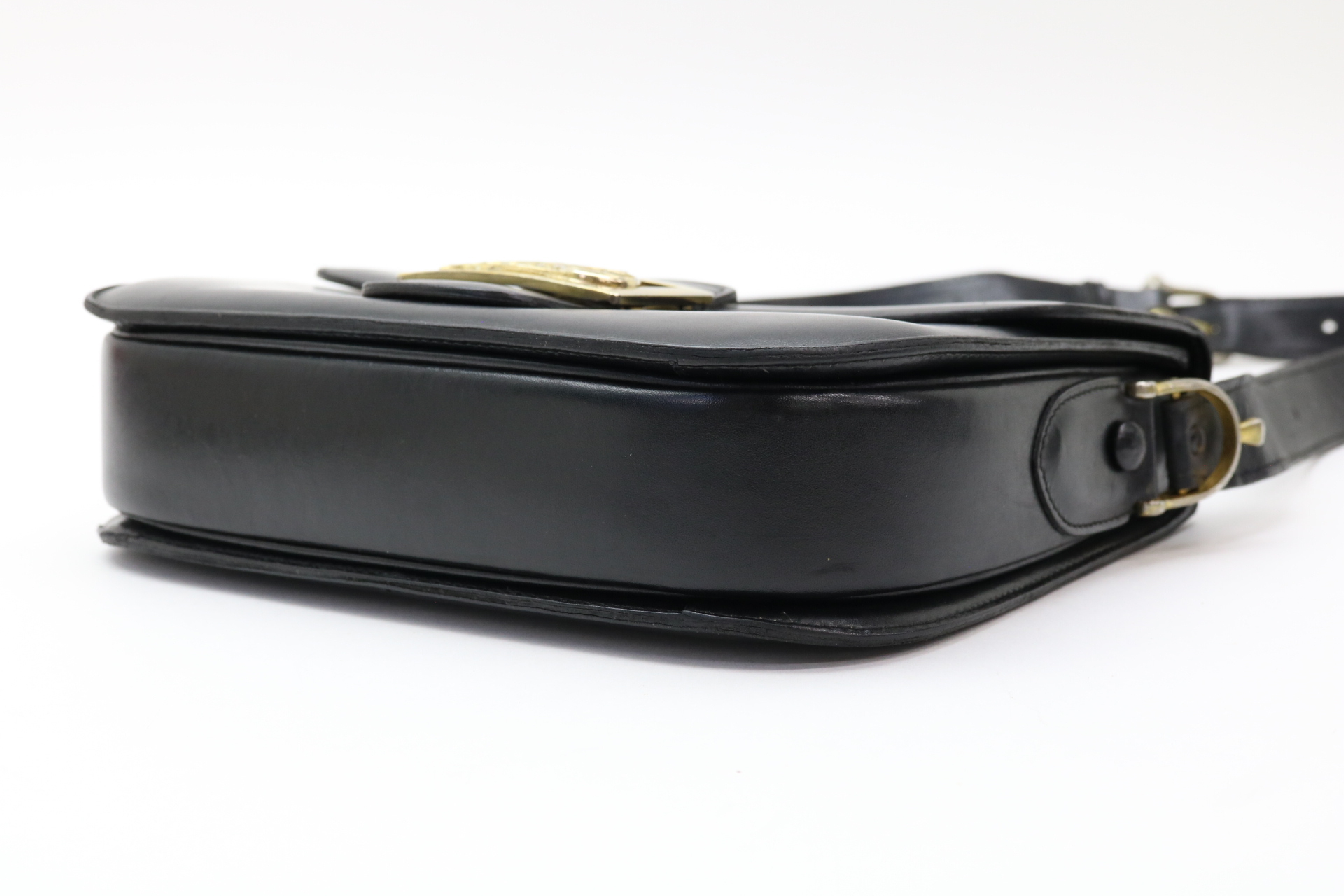 leather shoulder bag with carriage hardware — view 5