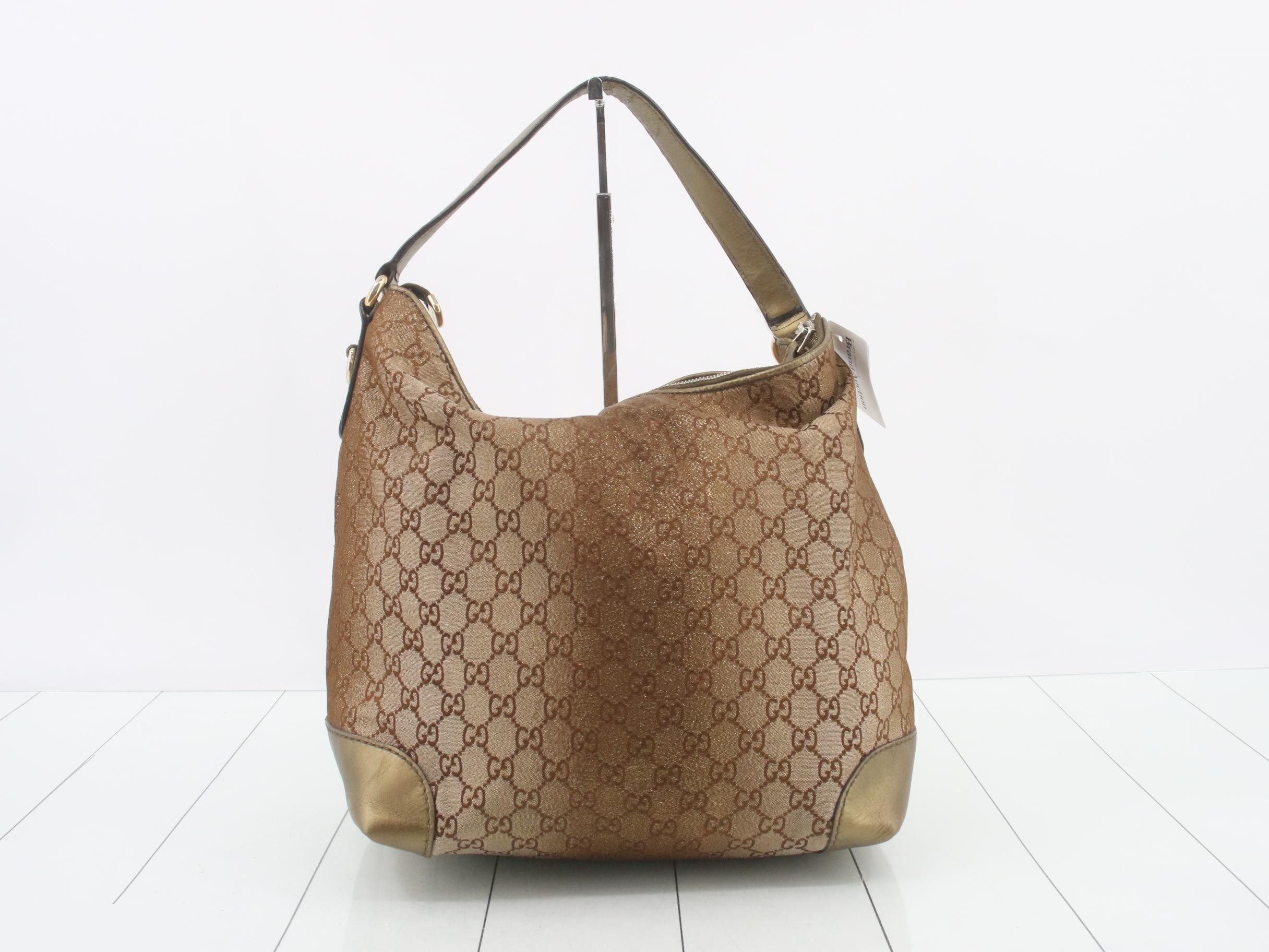 GG Canvas Heart Charm One-Shoulder Bag - Gold x Brown — view 2