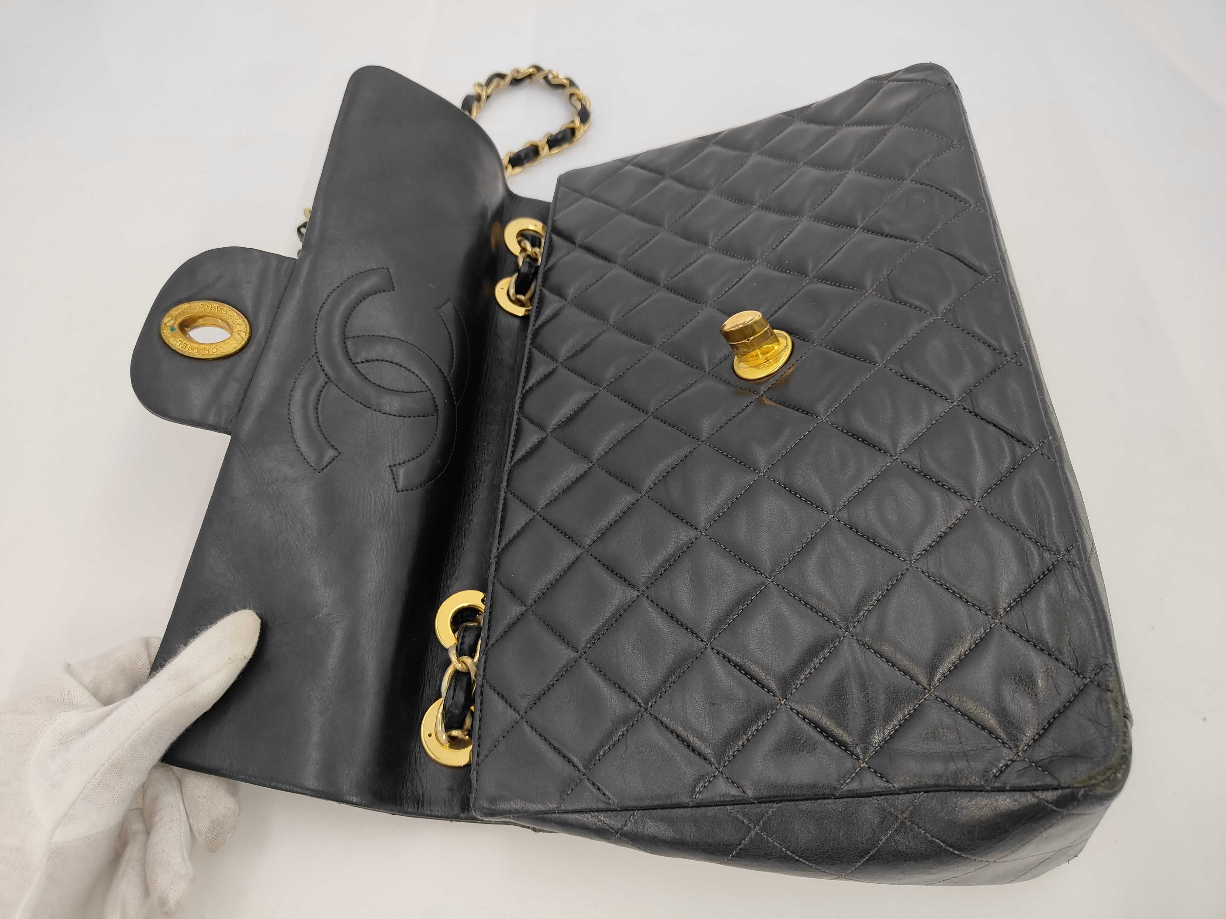 Large Matelassé Chain Shoulder Bag, Black, Double Chain, Single Flap, with Sticker, Serial Number Unknown. — view 8