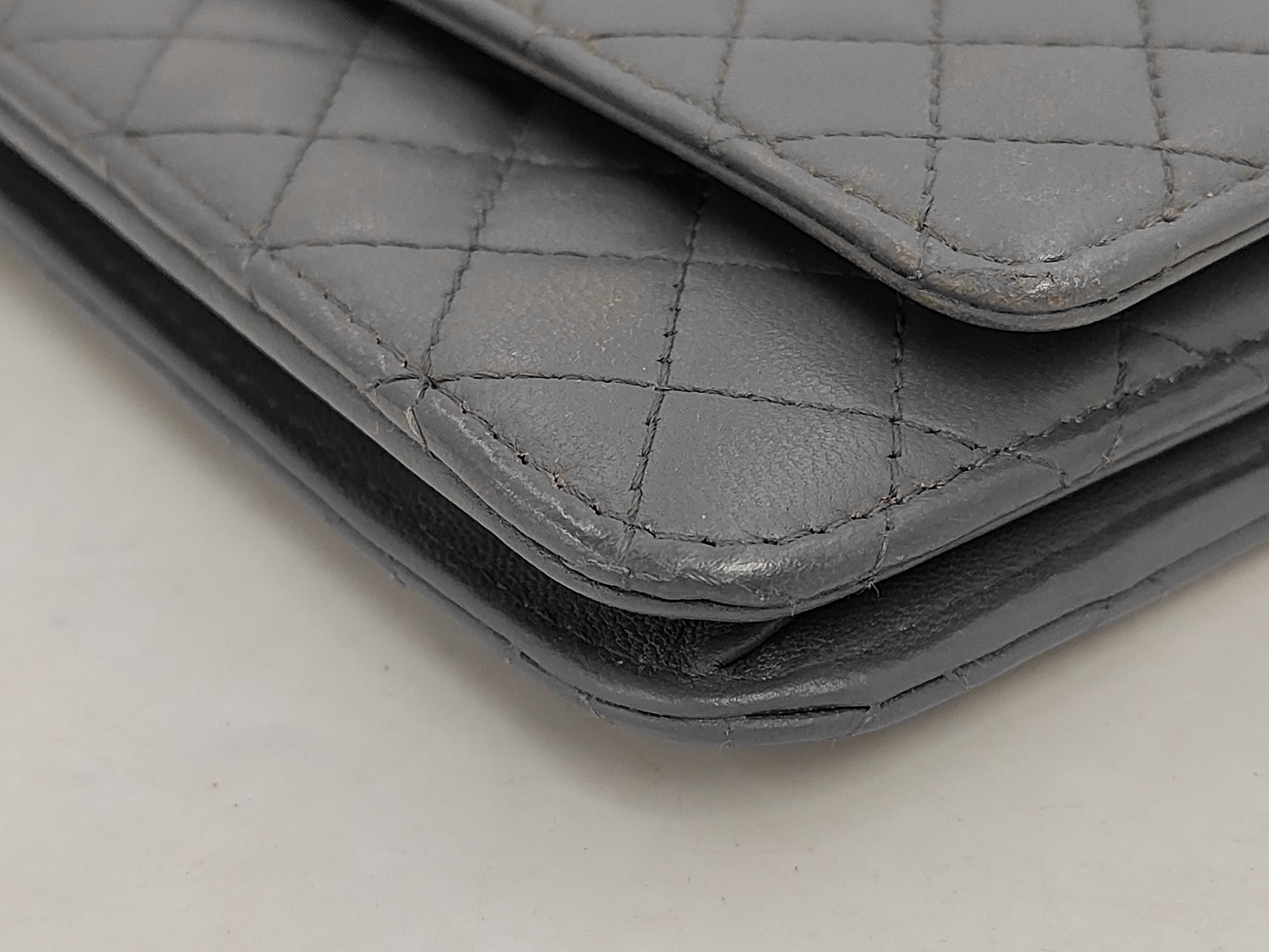 Chain Wallet, Gray Lambskin Shoulder Bag — view 3
