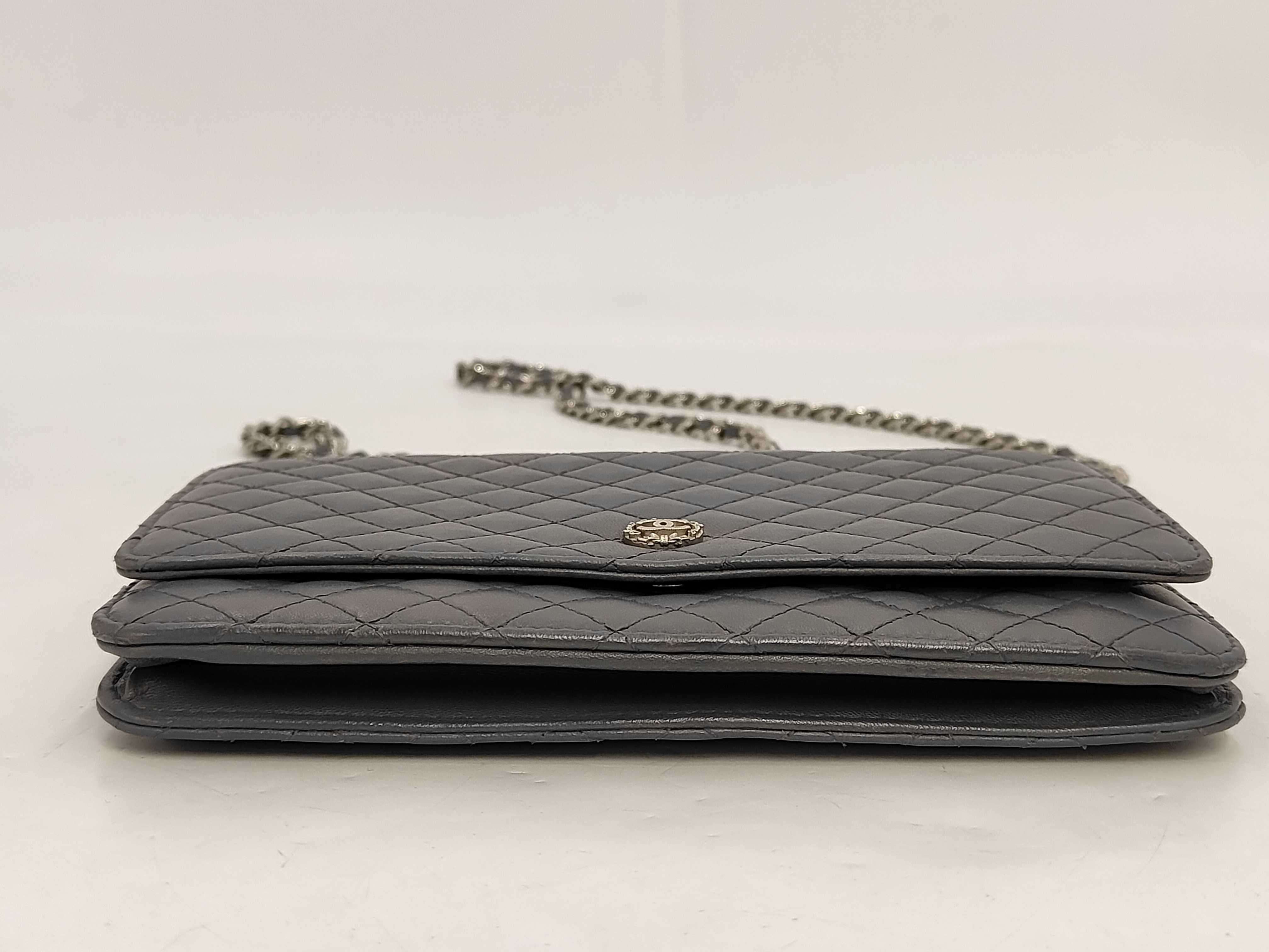Chain Wallet, Gray Lambskin Shoulder Bag — view 4