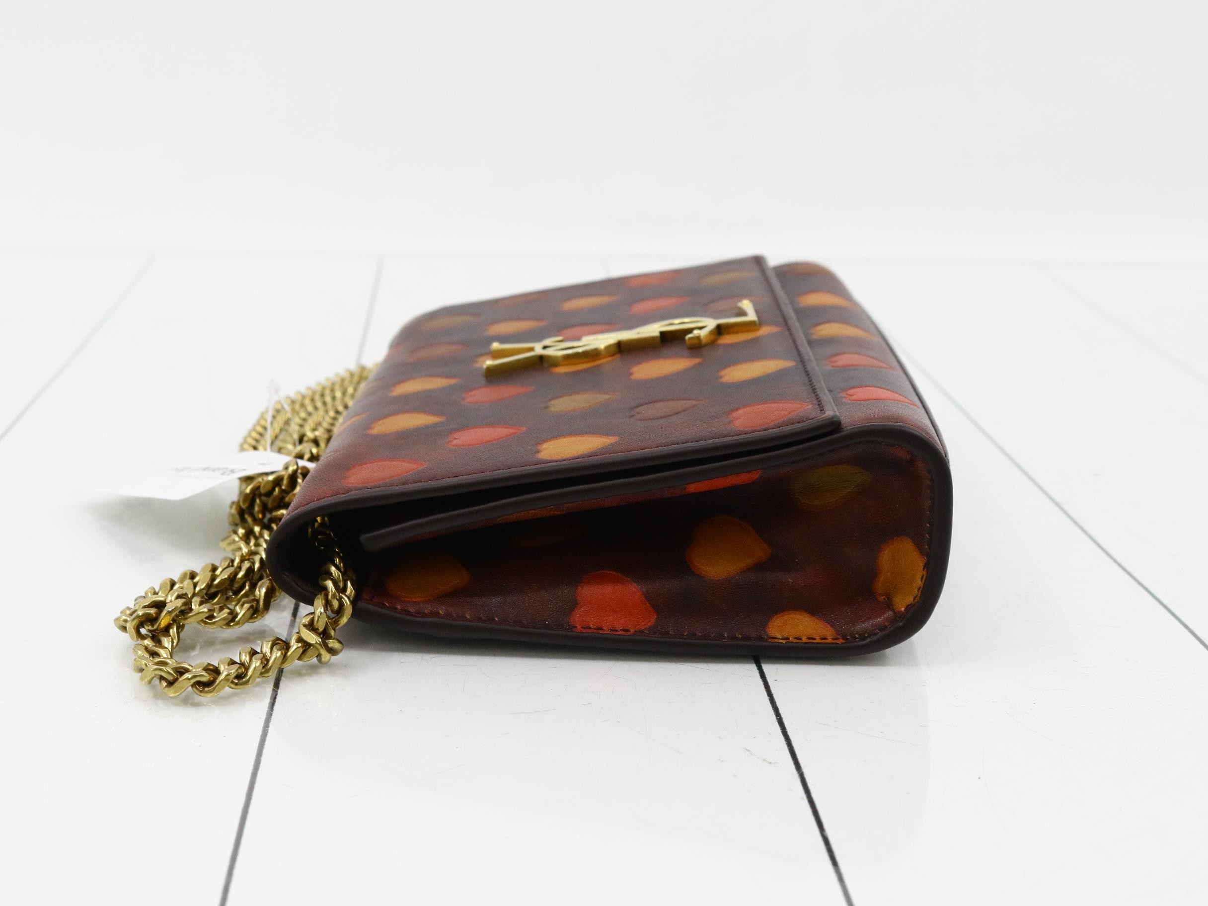 Leather heart pattern chain shoulder bag — view 4