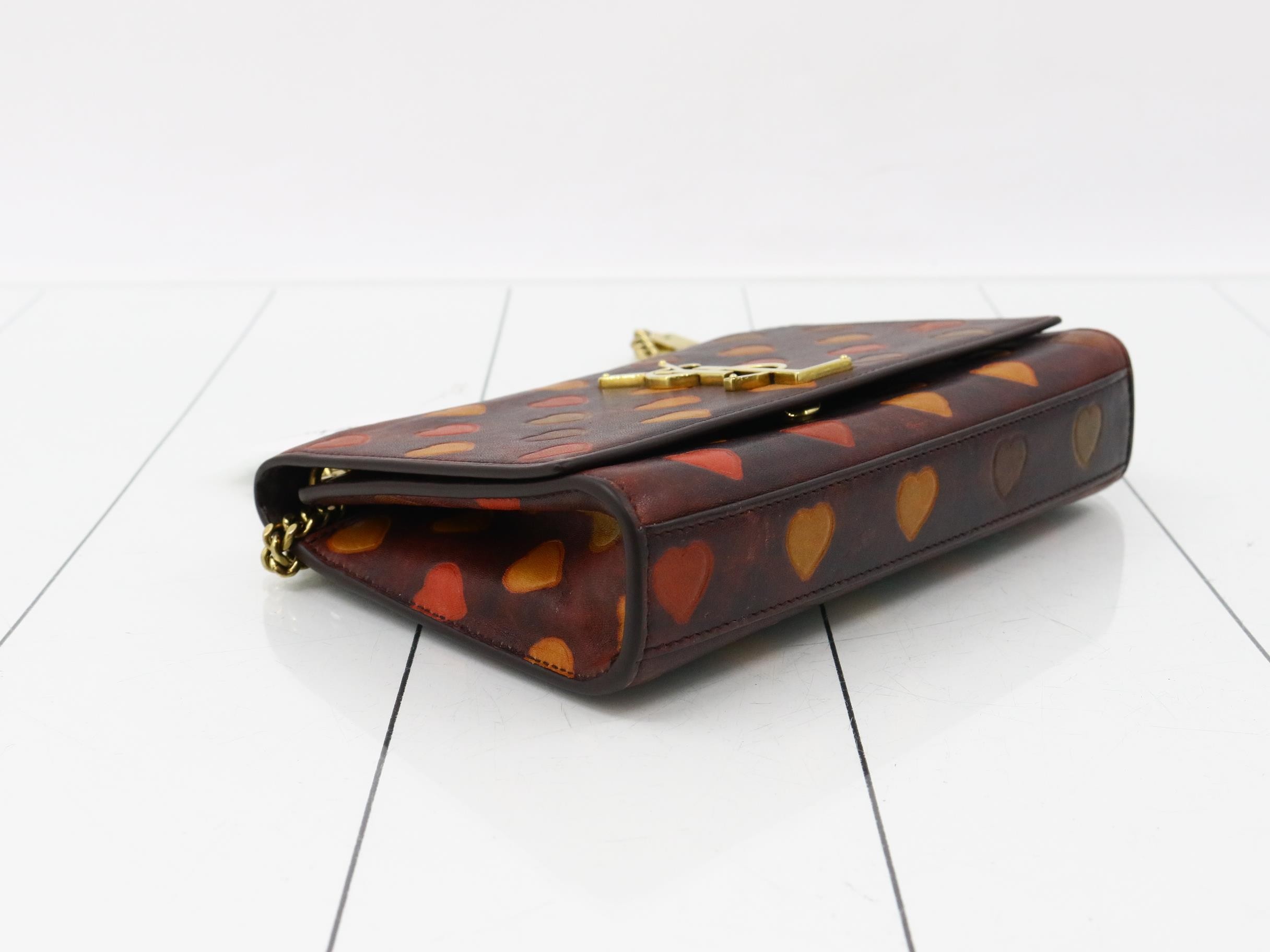 Leather heart pattern chain shoulder bag — view 5
