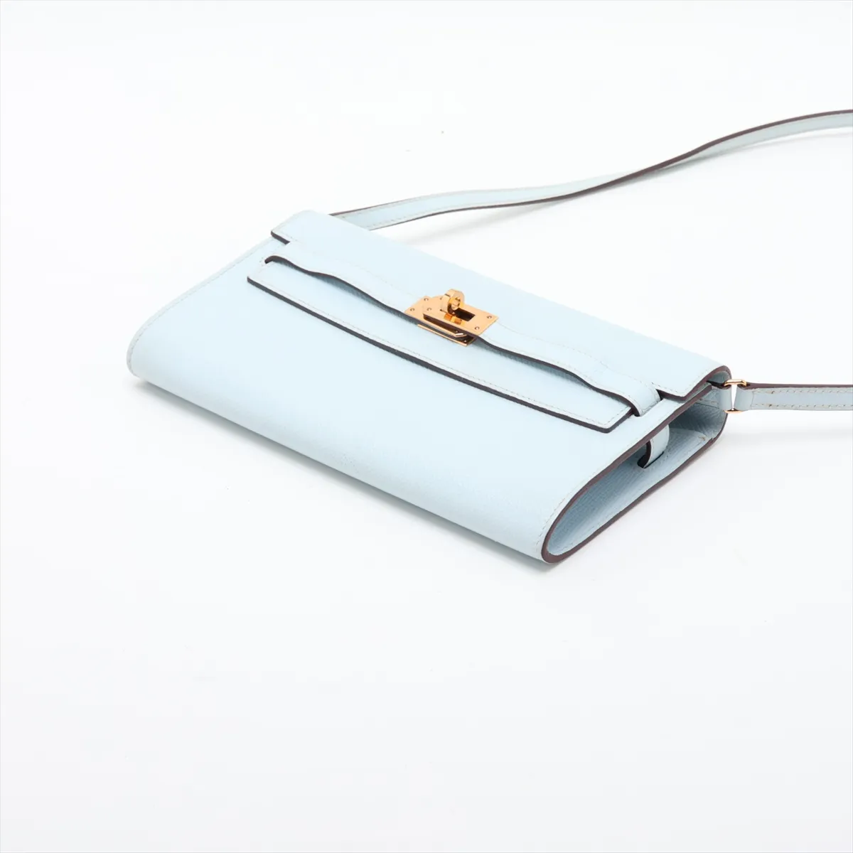 [Individually packaged] Hermes Kelly Wallet To Go, Veau Epsom, Blue Brume, Gold Hardware, Z: 2021 — view 3