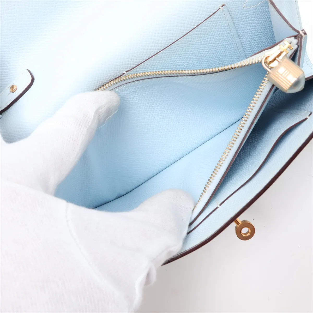 [Individually packaged] Hermes Kelly Wallet To Go, Veau Epsom, Blue Brume, Gold Hardware, Z: 2021 — view 7