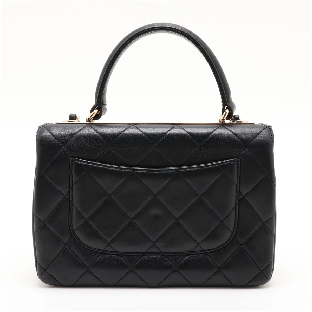 Trendy CC Lambskin 2-Way Handbag, Black with Gold Hardware, 26247202 (Serial Number 26-series), Hardware with Thread Attachment — view 2