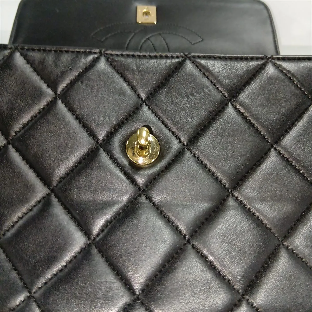 Trendy CC Lambskin 2-Way Handbag, Black with Gold Hardware, 26247202 (Serial Number 26-series), Hardware with Thread Attachment — view 15
