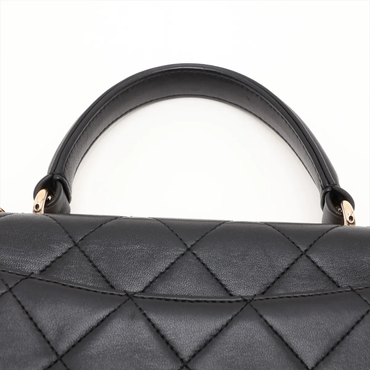 Trendy CC Lambskin 2-Way Handbag, Black with Gold Hardware, 26247202 (Serial Number 26-series), Hardware with Thread Attachment — view 6