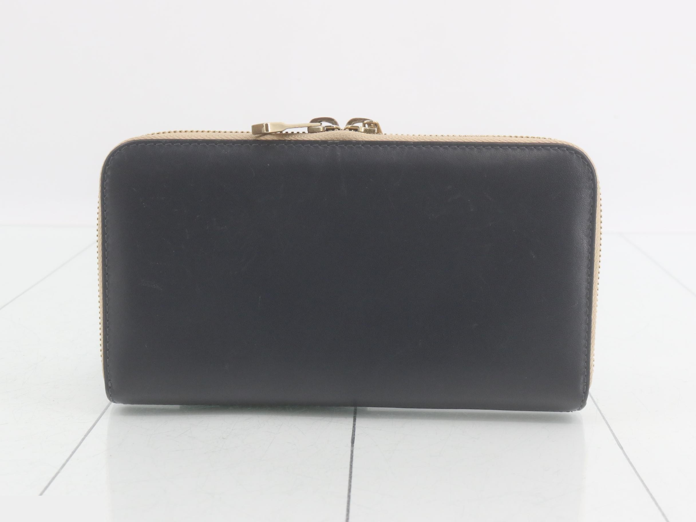 Round zipper long wallet, blue, leather — view 2