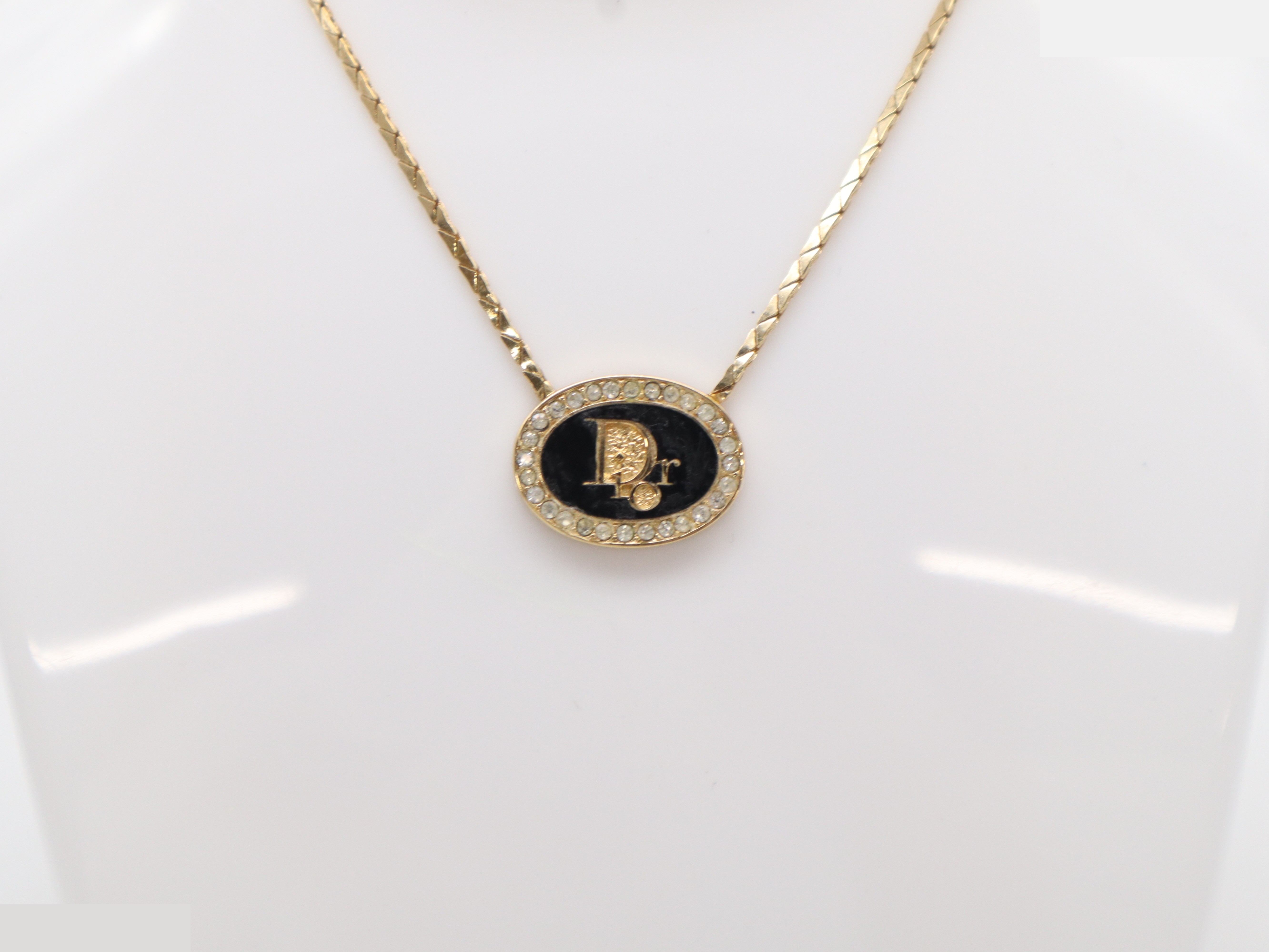 Rhinestone x GP Dior logo necklace