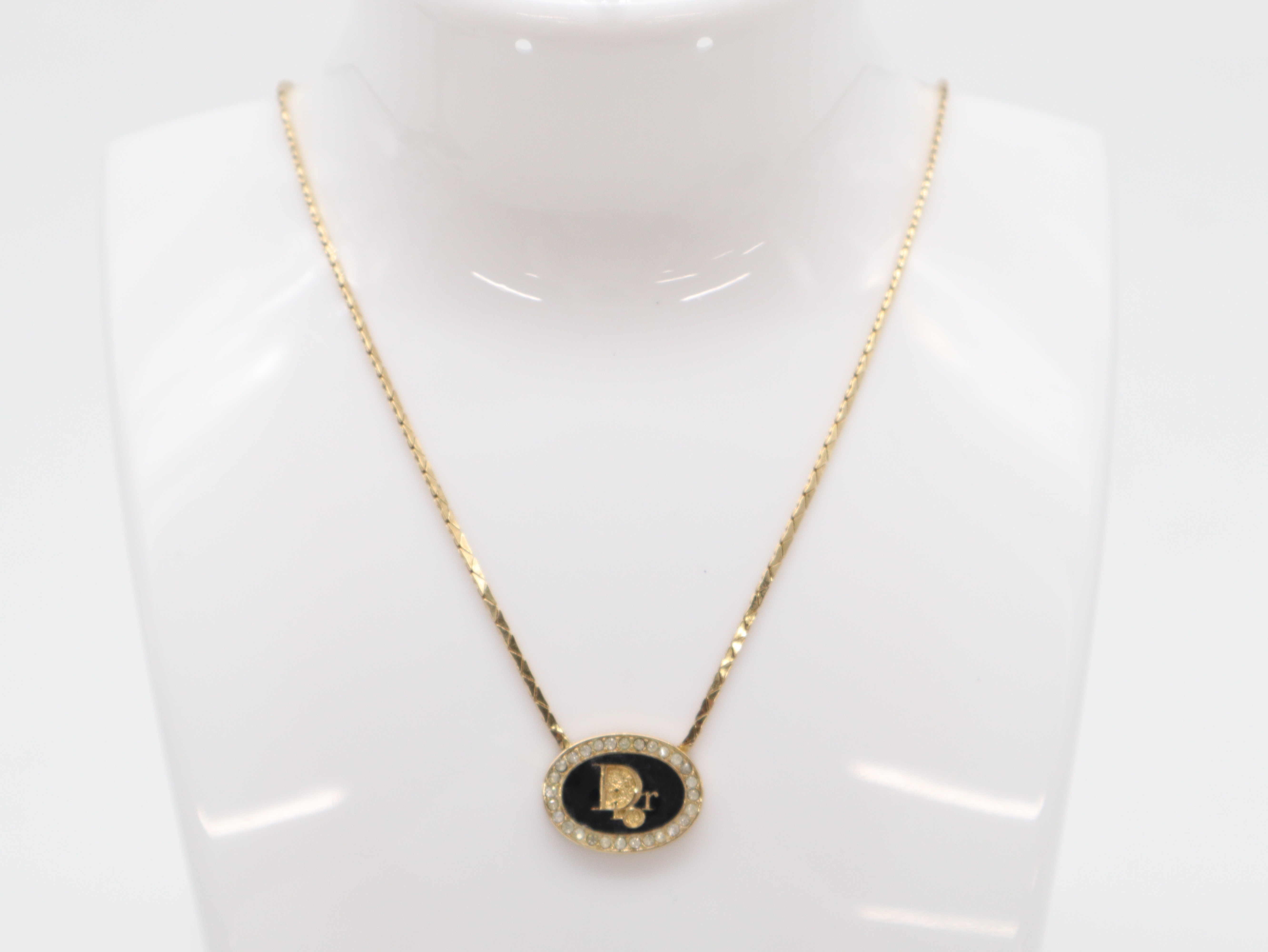 Rhinestone x GP Dior logo necklace — view 3