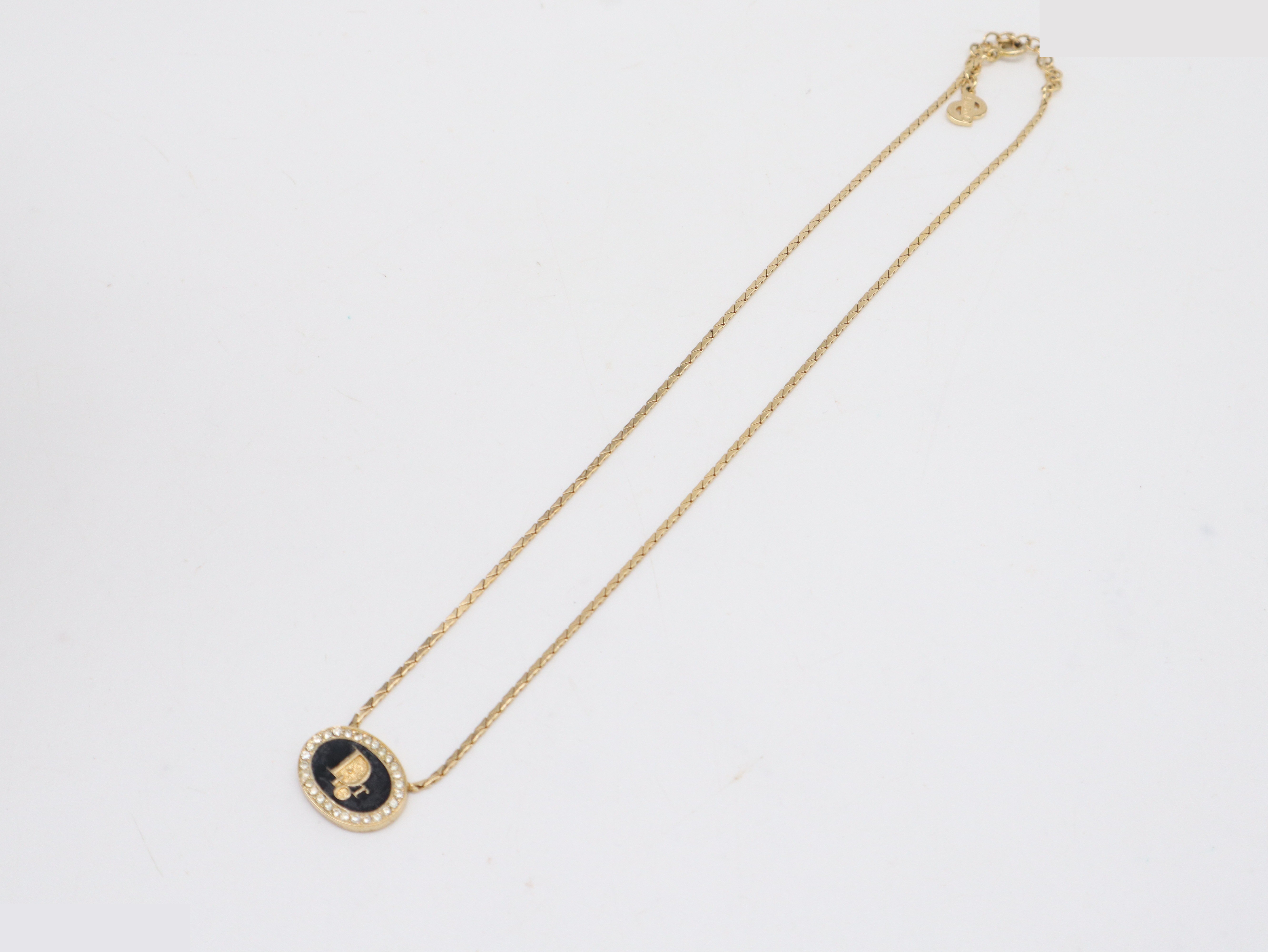 Rhinestone x GP Dior logo necklace — view 5
