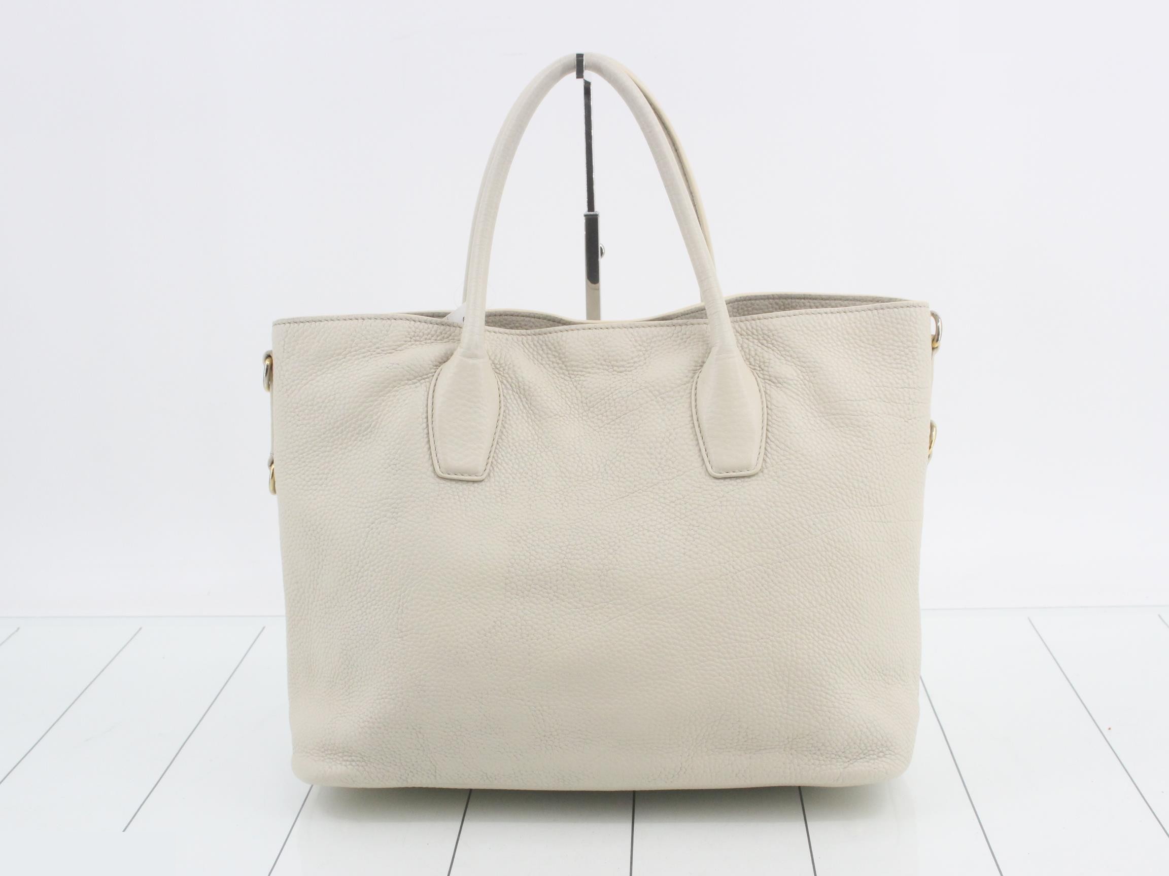 Leather logo tote bag ivory — view 2