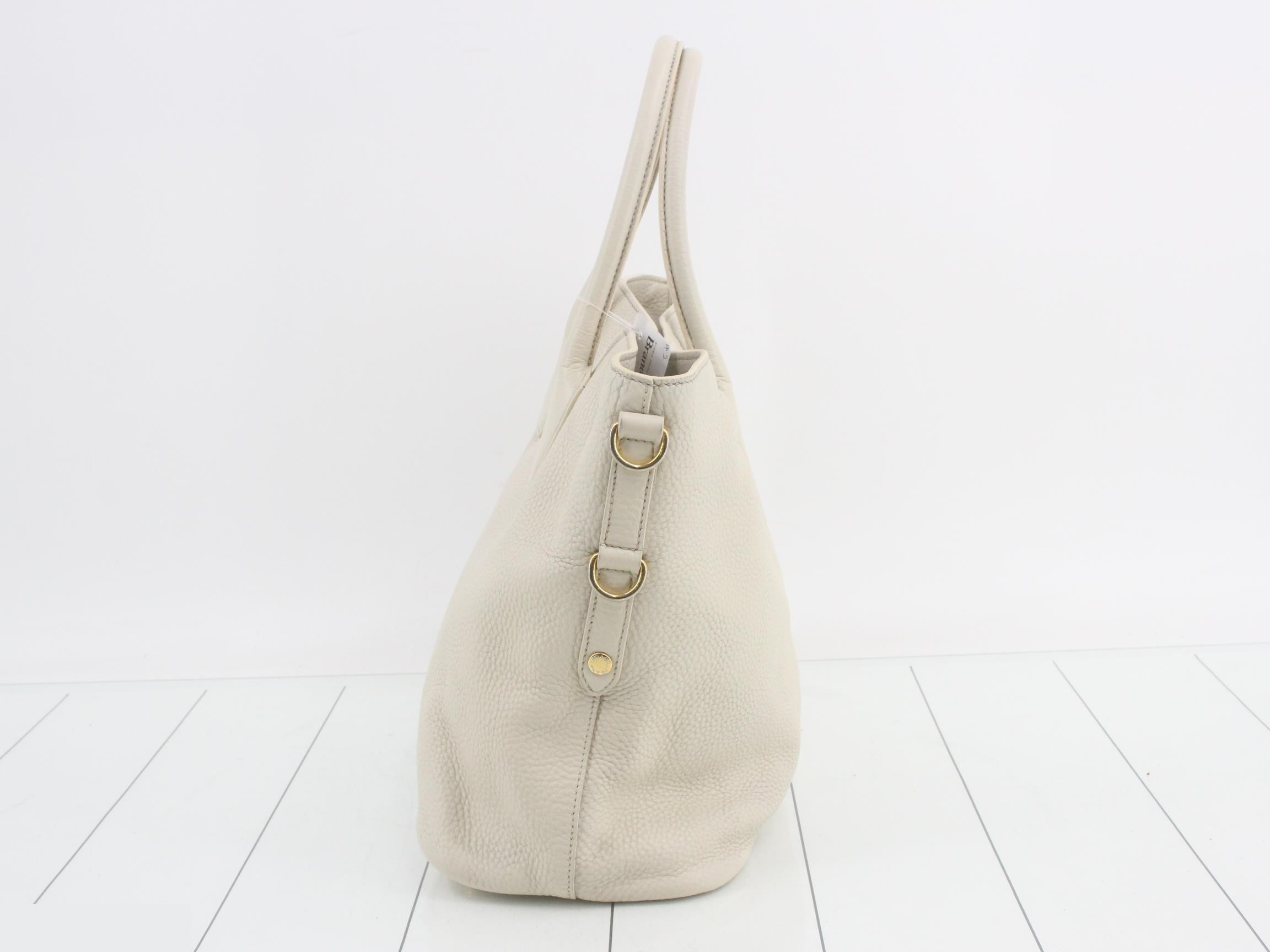 Leather logo tote bag ivory — view 3