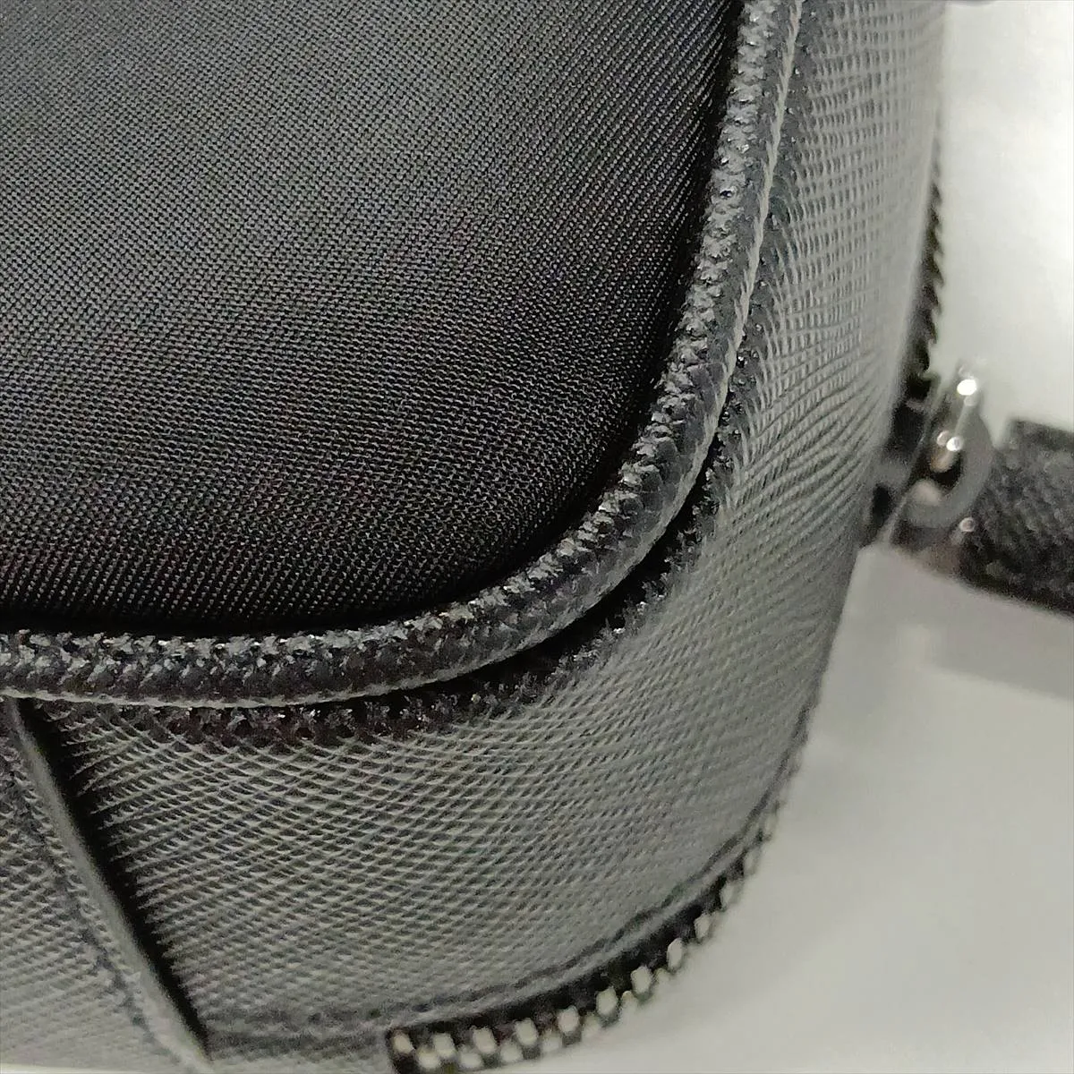 Saffiano Leather x Nylon Shoulder Bag, Black — view 12