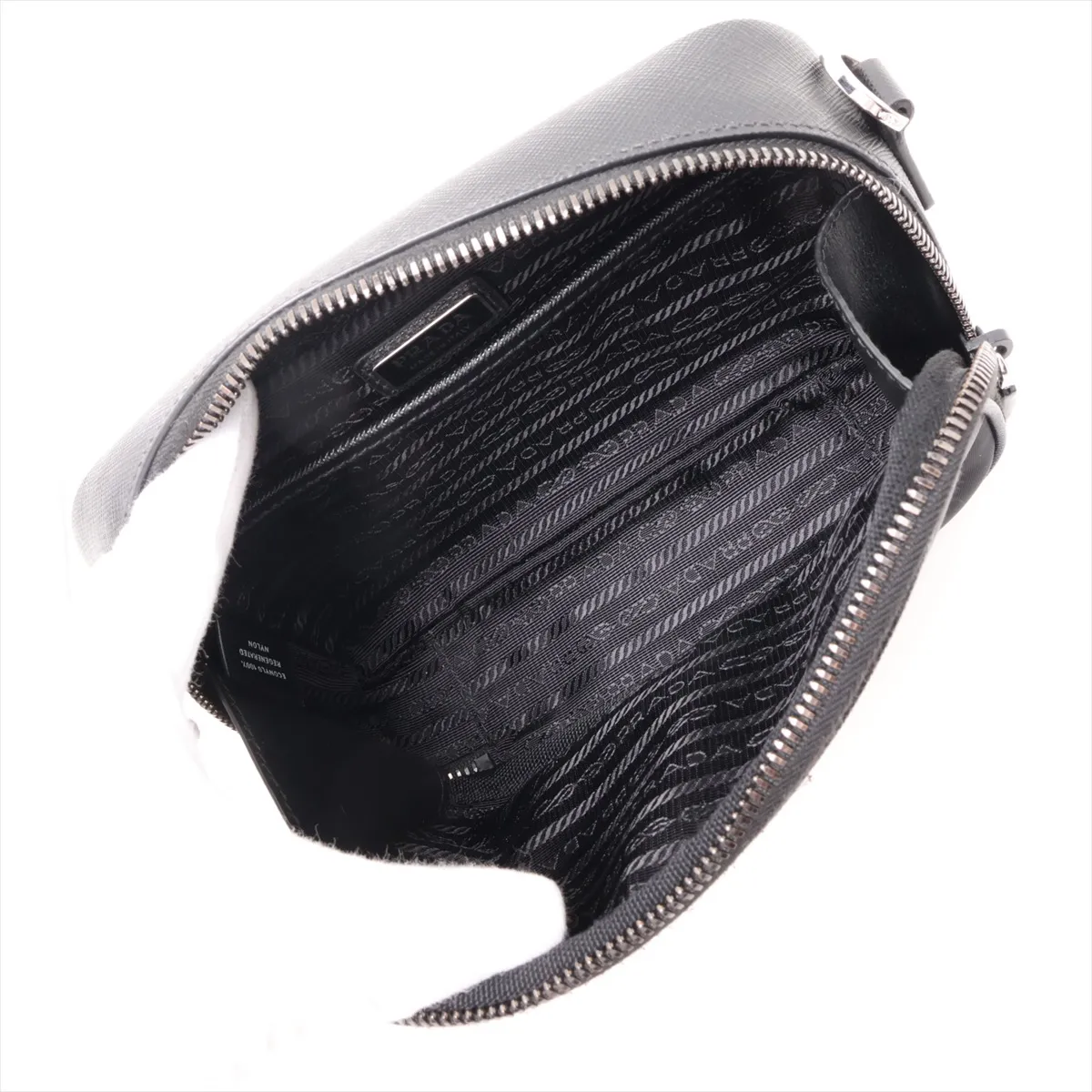Saffiano Leather x Nylon Shoulder Bag, Black — view 6