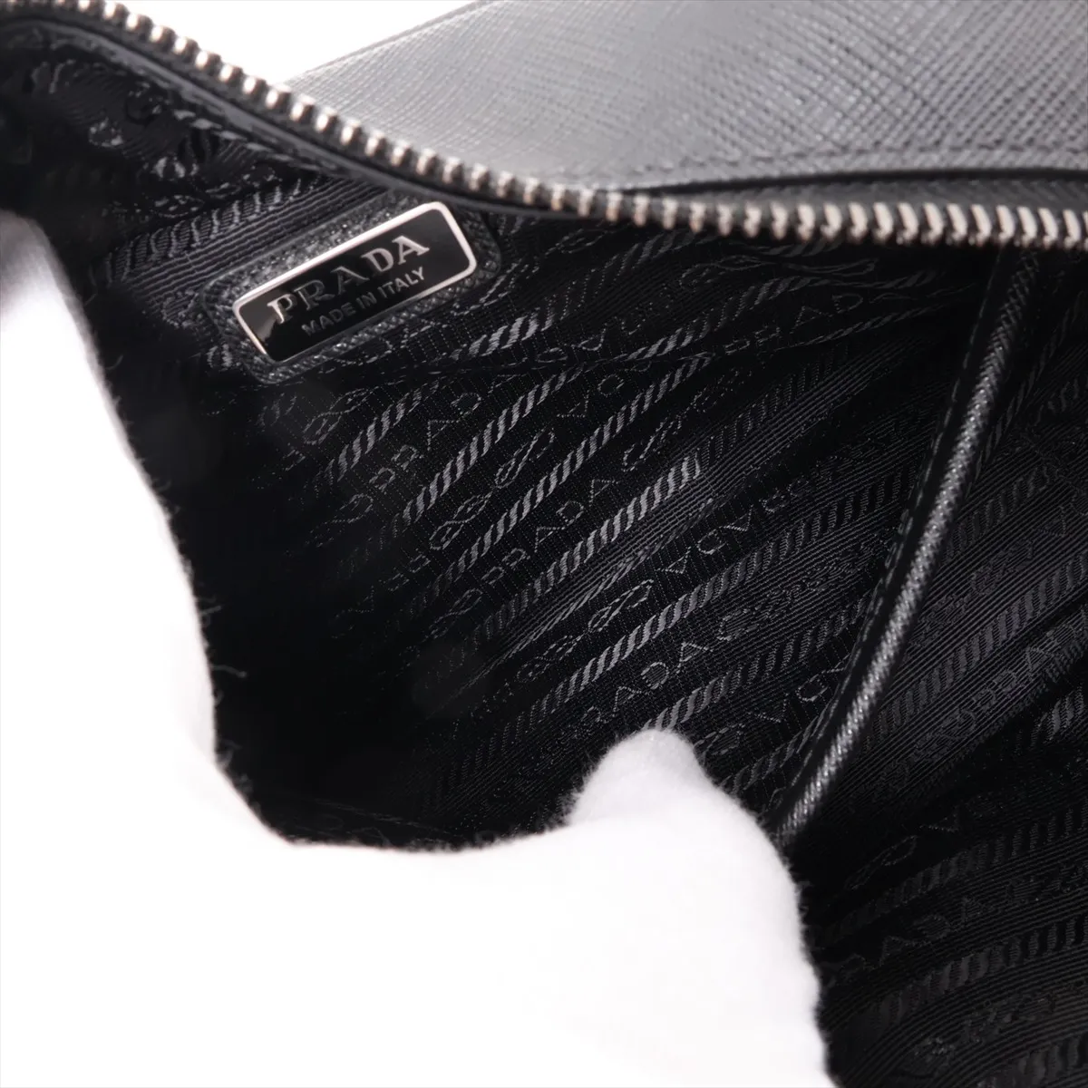 Saffiano Leather x Nylon Shoulder Bag, Black — view 7