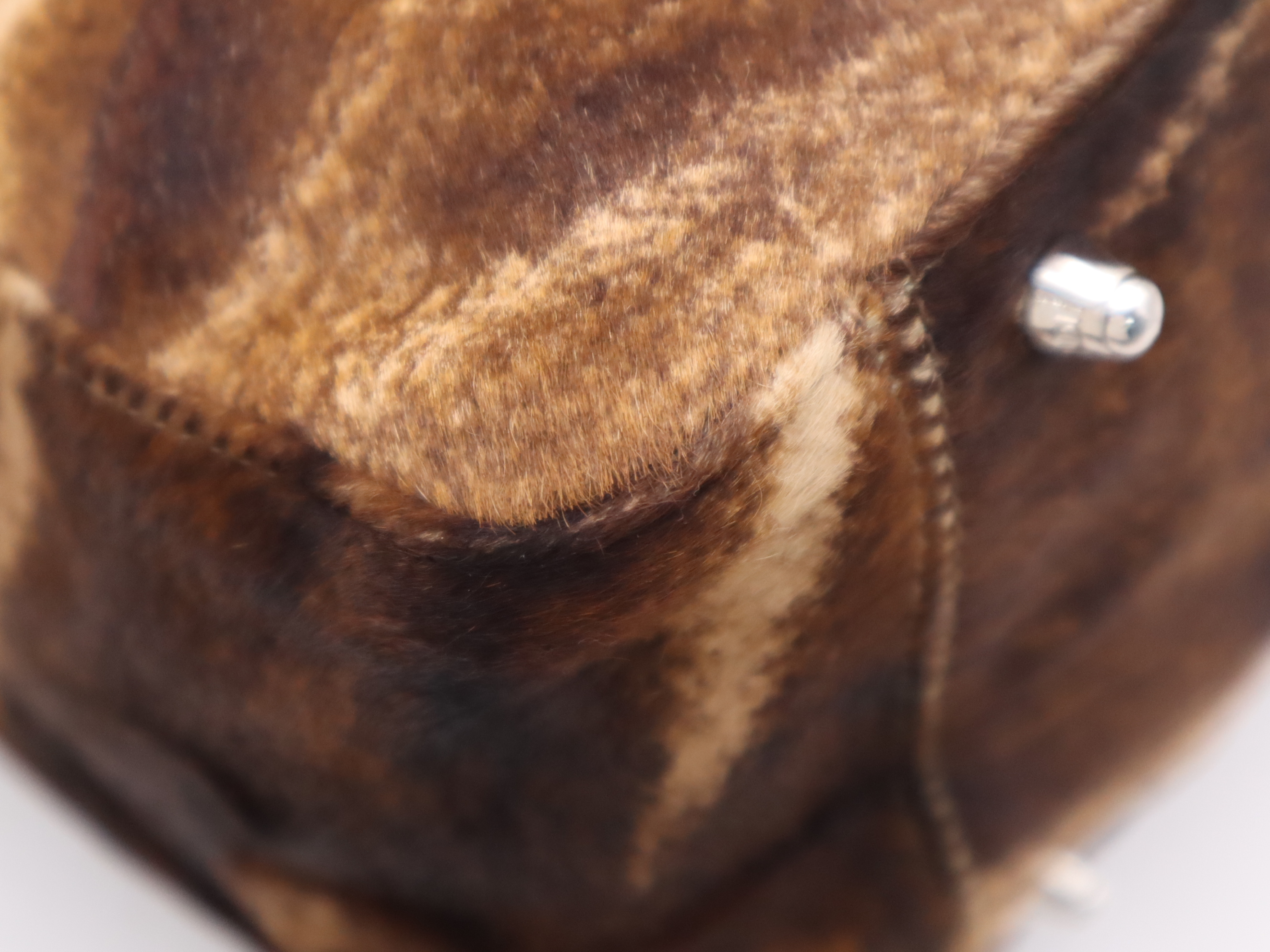 Calf Hair Animal Print Tote Bag, Brown, Silver Hardware, Handbag — view 9