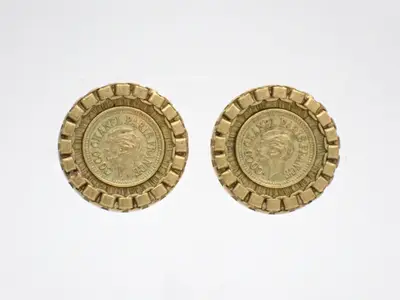 Earrings, Circle, Chain, Gold