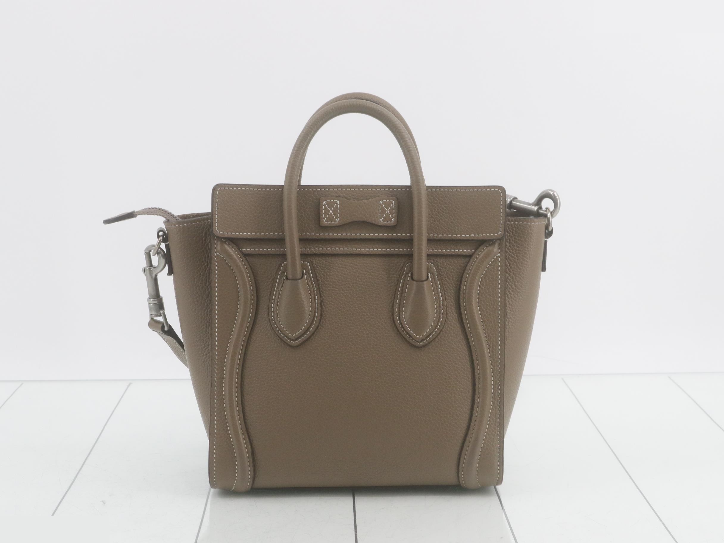Luggage Nano Shopper Leather Shoulder Bag, Gray Beige, Size 165 — view 2