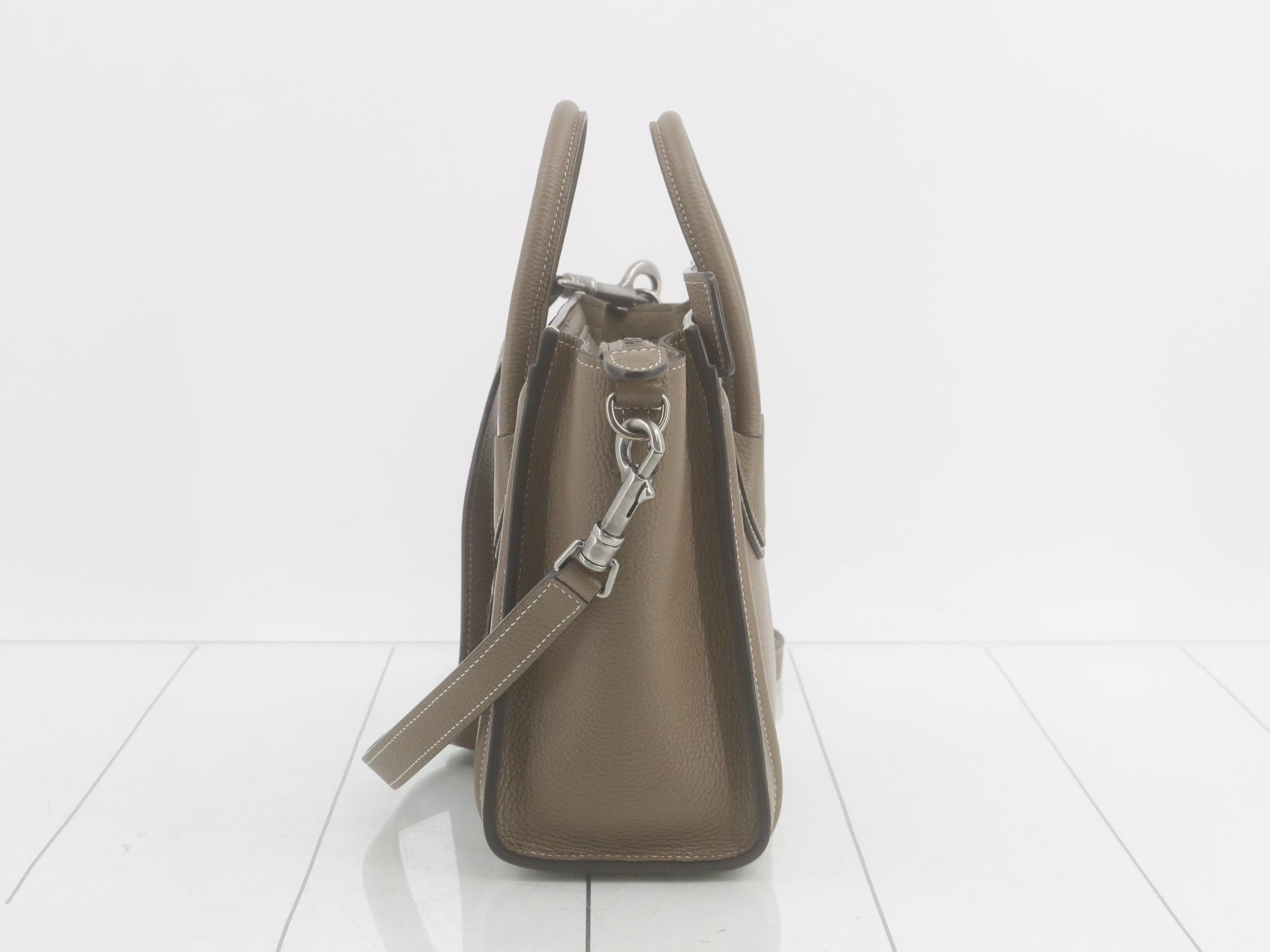Luggage Nano Shopper Leather Shoulder Bag, Gray Beige, Size 165 — view 3