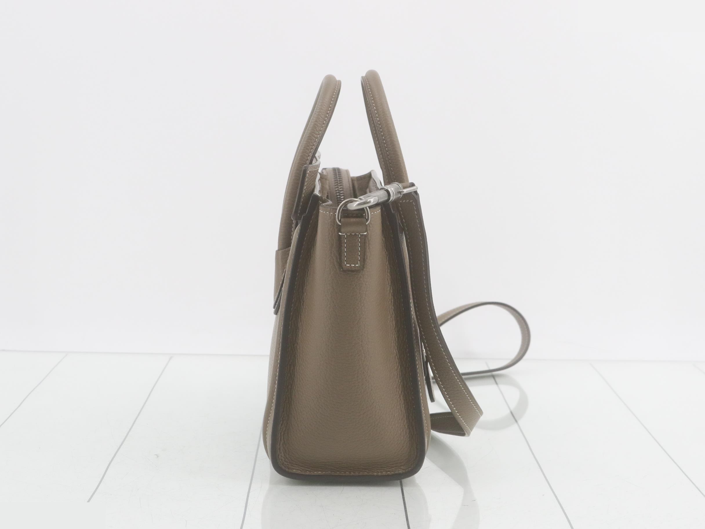 Luggage Nano Shopper Leather Shoulder Bag, Gray Beige, Size 165 — view 4