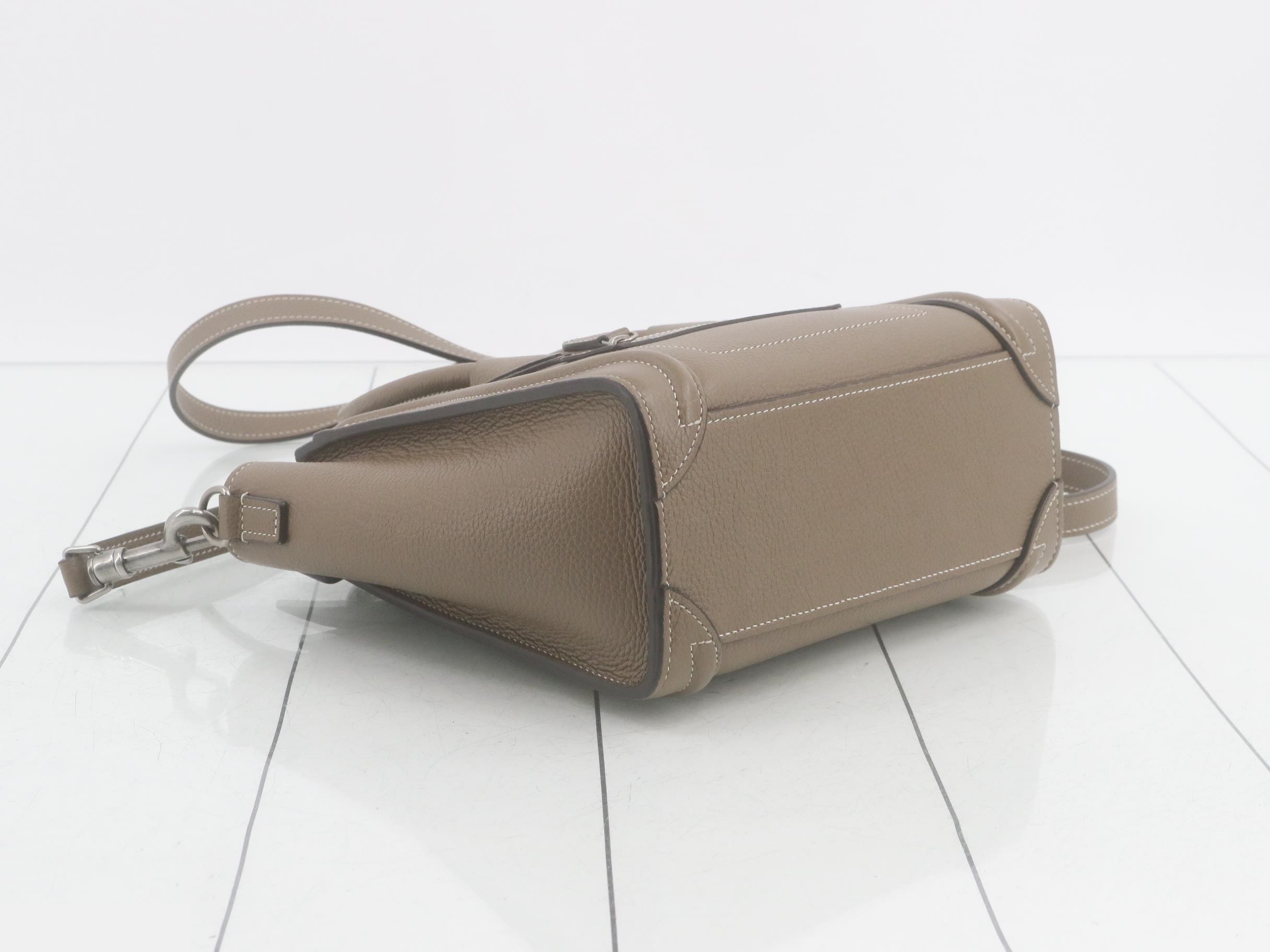 Luggage Nano Shopper Leather Shoulder Bag, Gray Beige, Size 165 — view 5