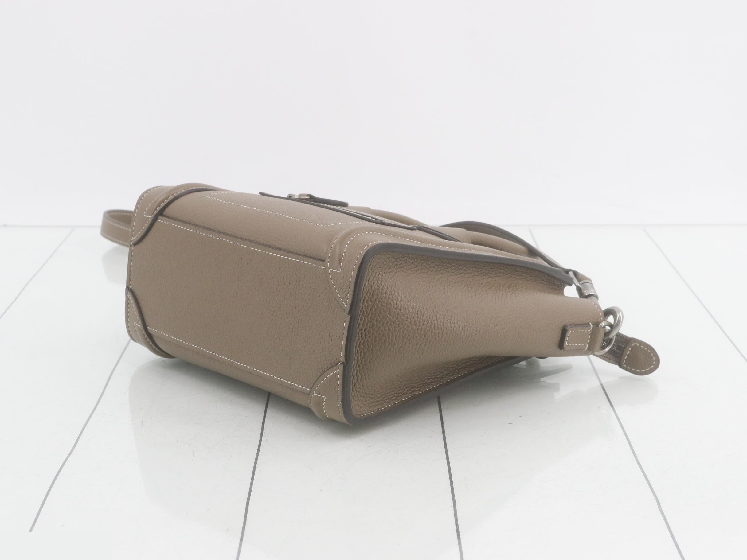 Luggage Nano Shopper Leather Shoulder Bag, Gray Beige, Size 165 — view 6