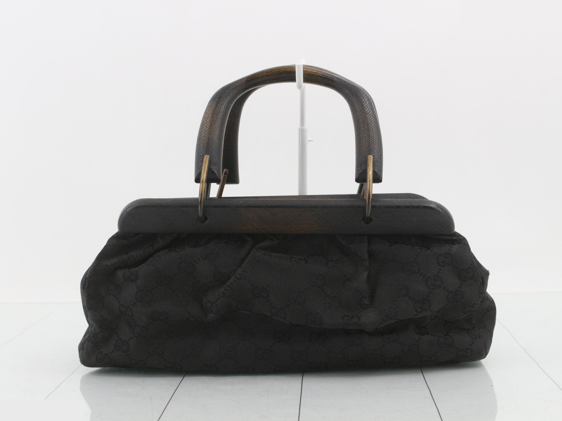 Tom Ford era GG canvas handbag with wood handle