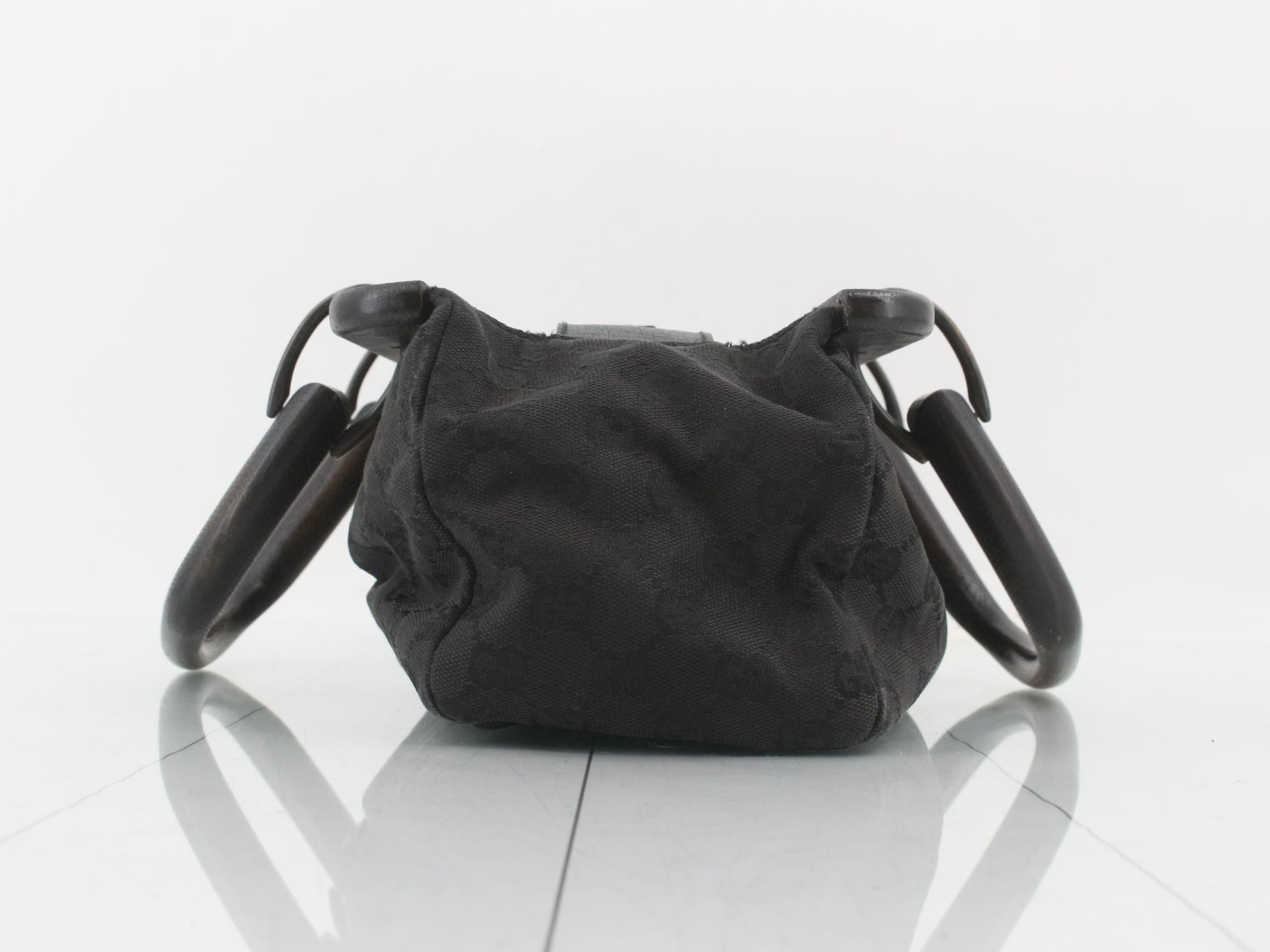 Tom Ford era GG canvas handbag with wood handle — view 3