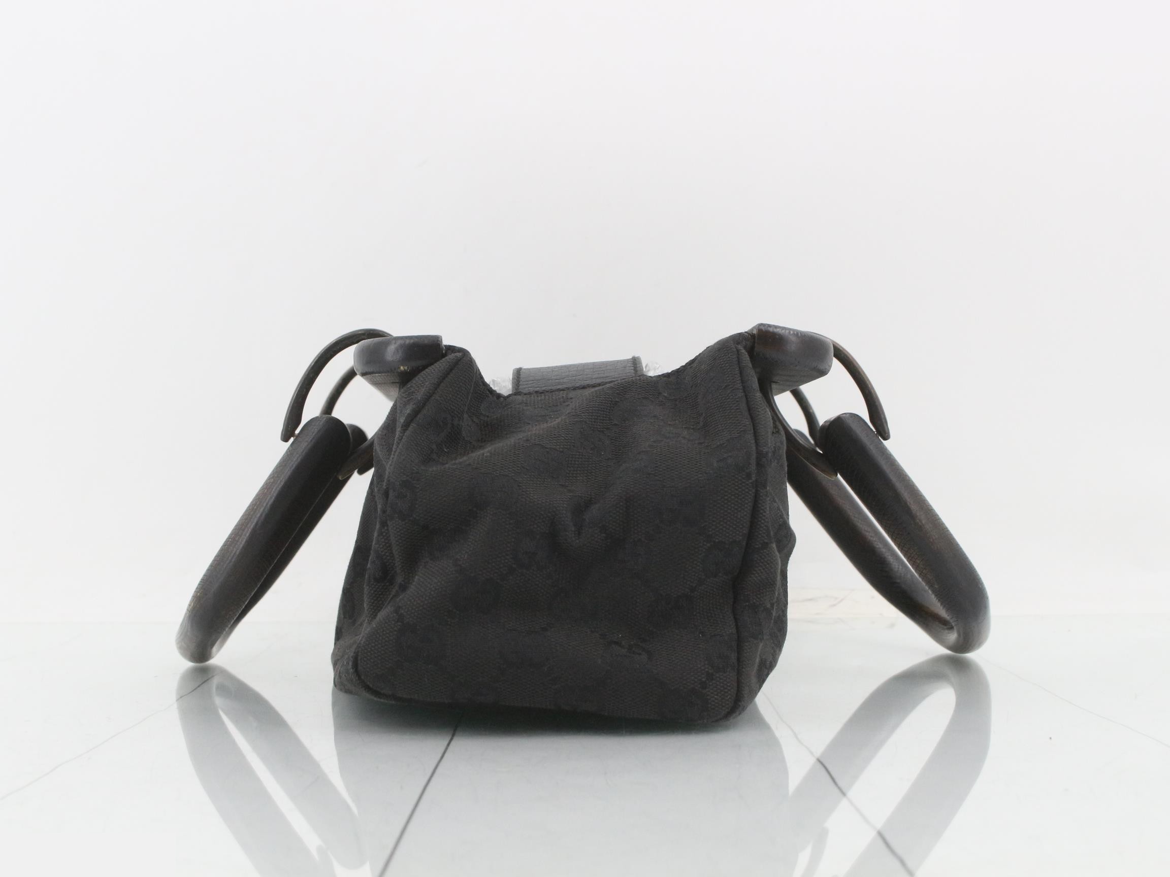 Tom Ford era GG canvas handbag with wood handle — view 4