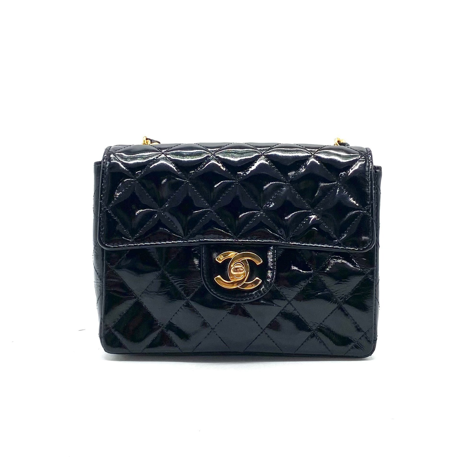 Mini Matelassé Coco Mark Patent Leather Chain Shoulder Bag — view 2
