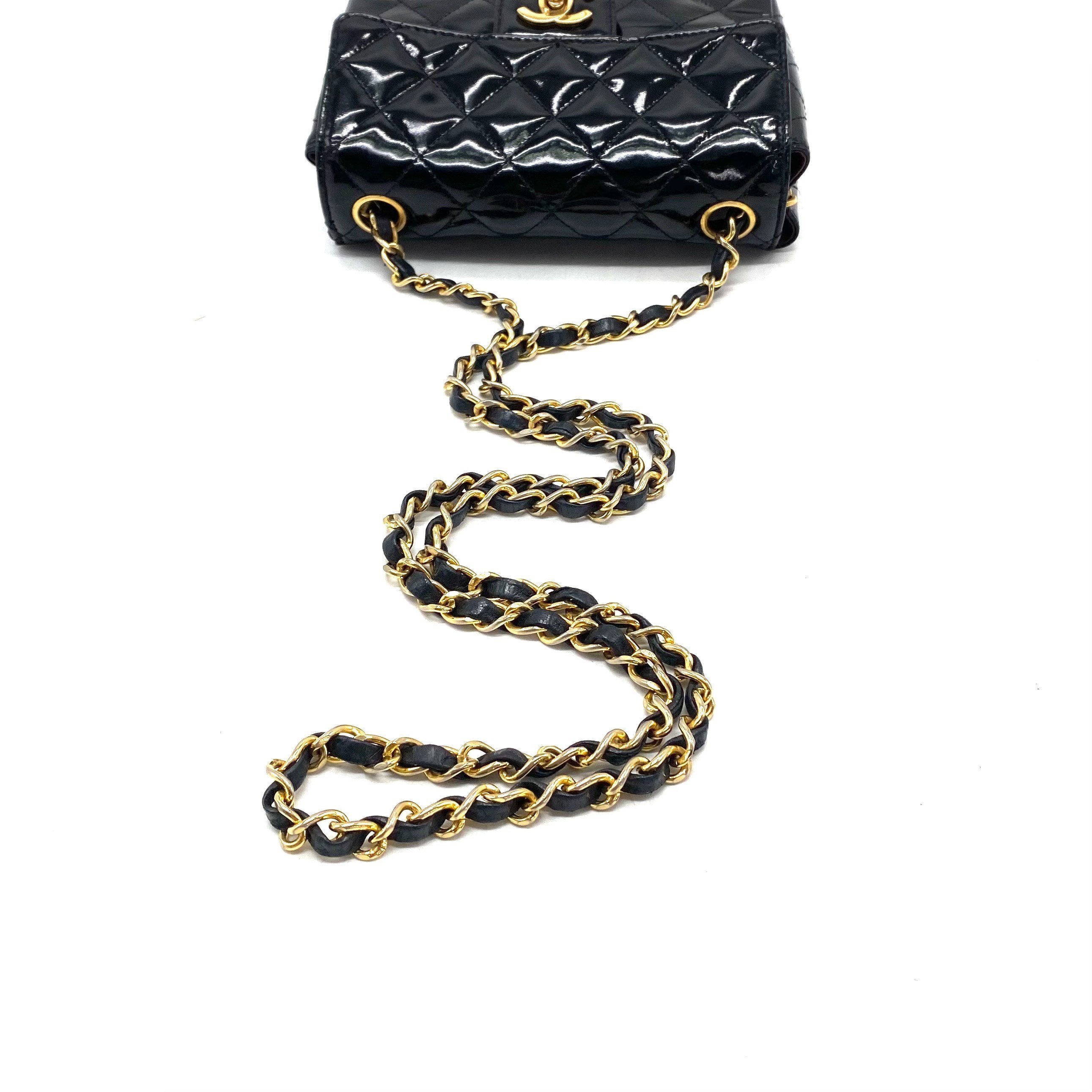 Mini Matelassé Coco Mark Patent Leather Chain Shoulder Bag — view 6