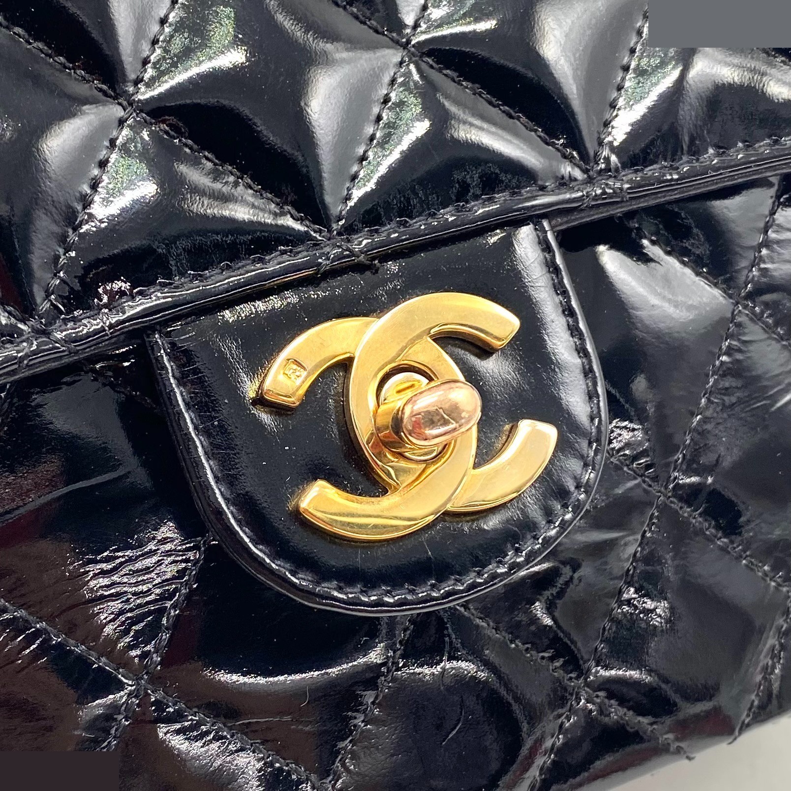 Mini Matelassé Coco Mark Patent Leather Chain Shoulder Bag — view 7