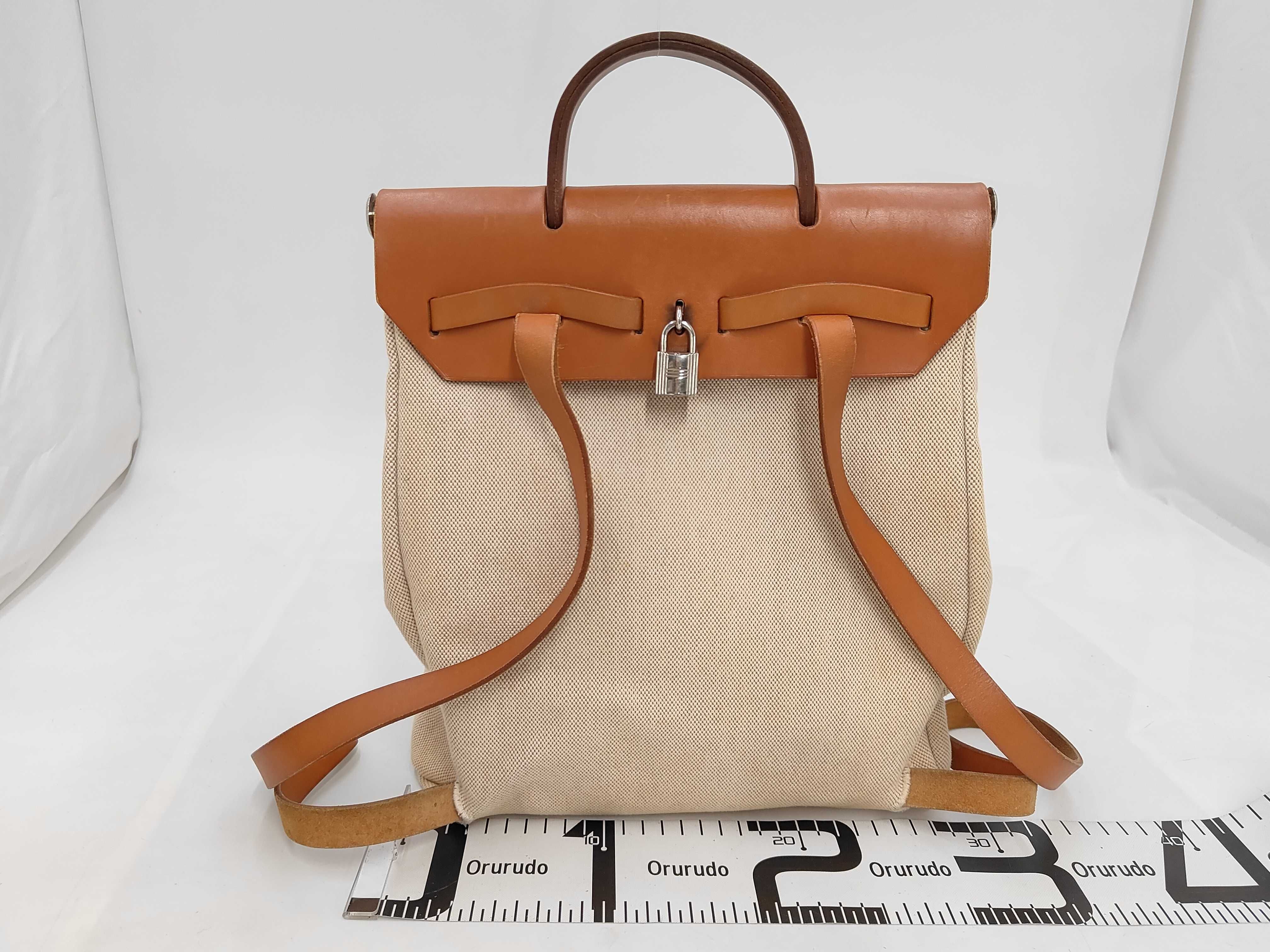 Canvas Herbag MM Silver Hardware Beige Shoulder Bag E — view 2