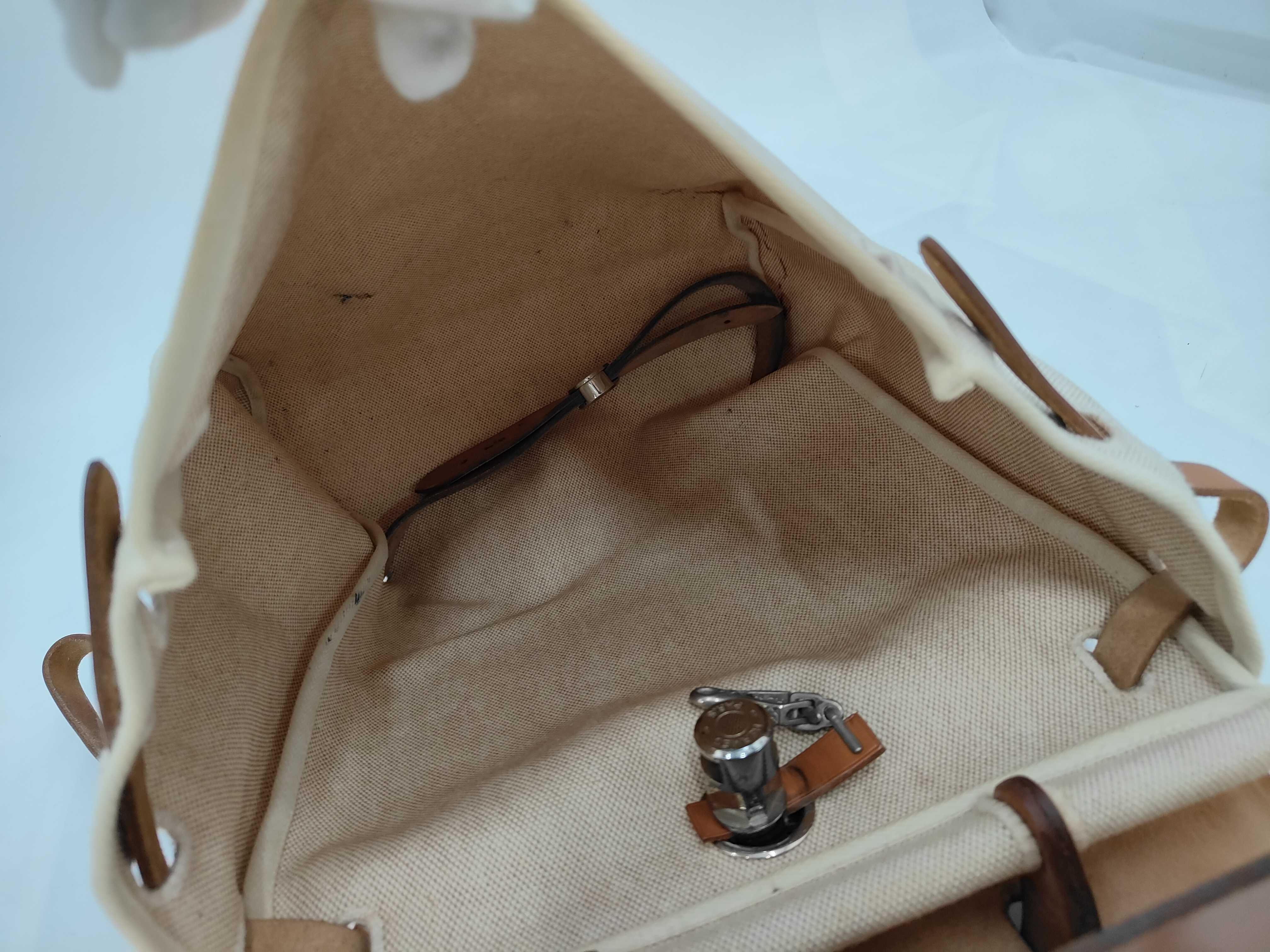 Canvas Herbag MM Silver Hardware Beige Shoulder Bag E — view 12