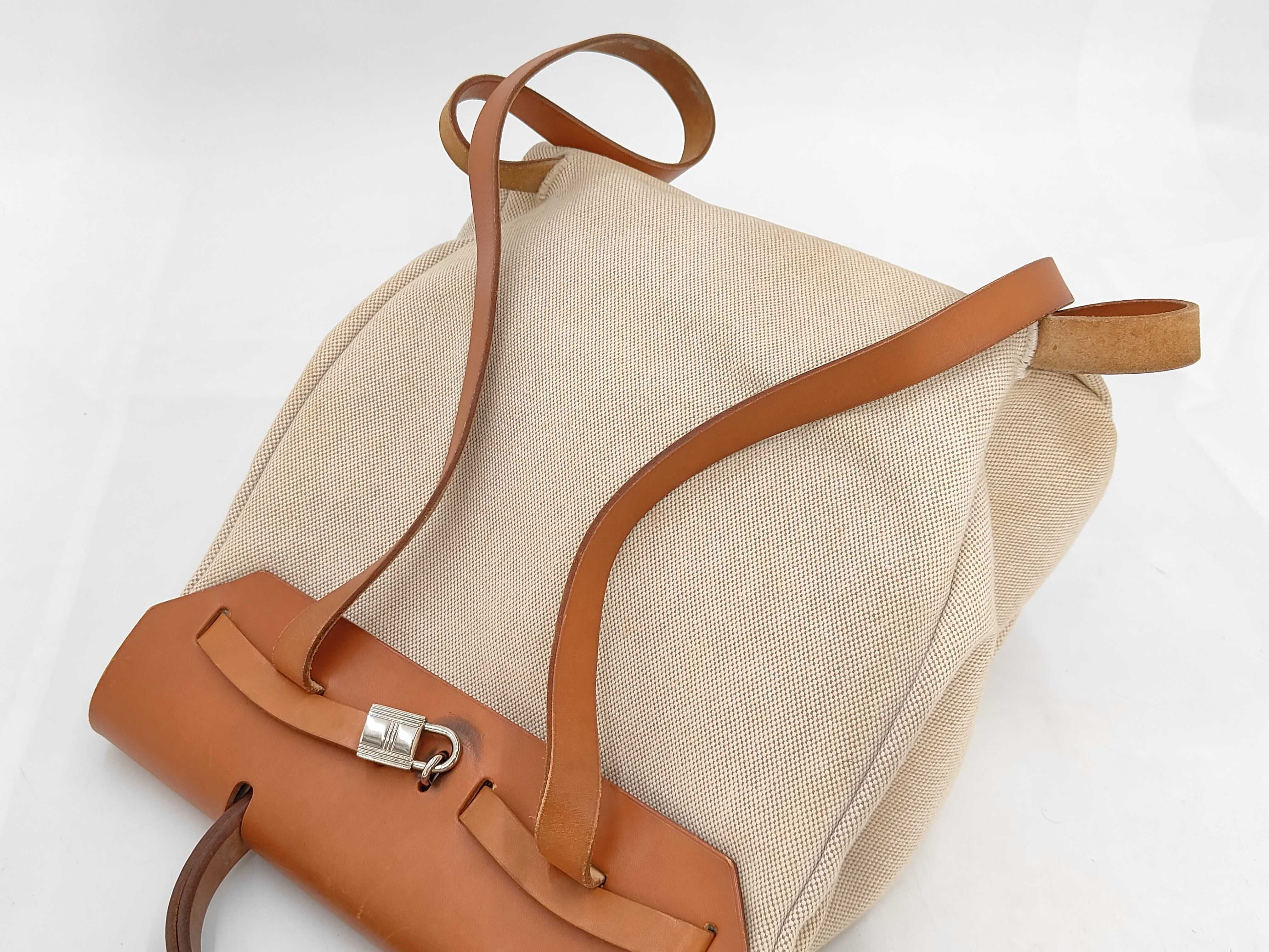 Canvas Herbag MM Silver Hardware Beige Shoulder Bag E — view 3