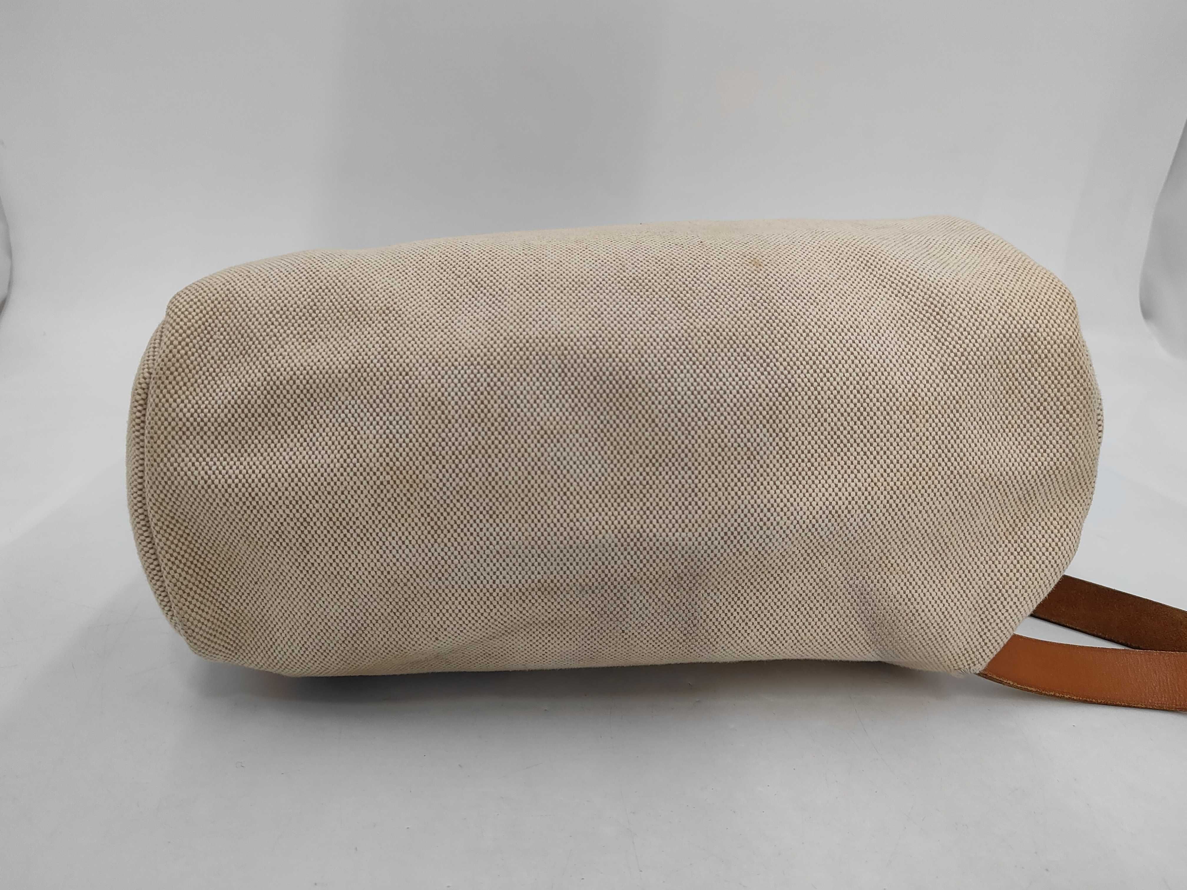 Canvas Herbag MM Silver Hardware Beige Shoulder Bag E — view 10