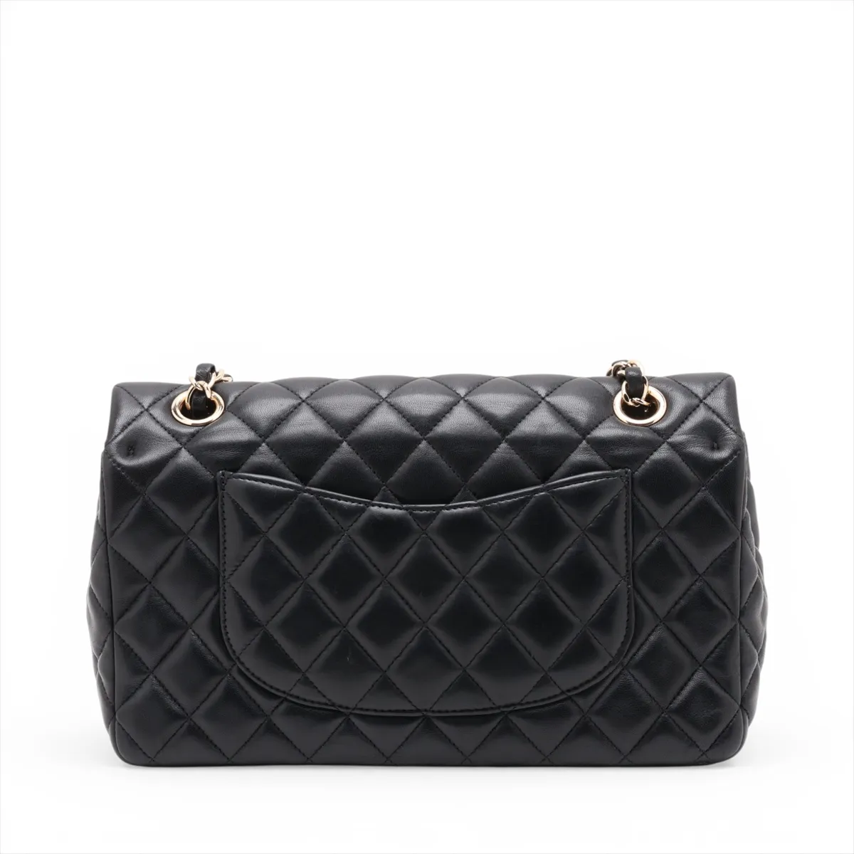 Matelassé Lambskin Single Flap Double Chain Bag, Camellia Design, Black with Gold Hardware, 19284509, Serial Number 19 — view 2